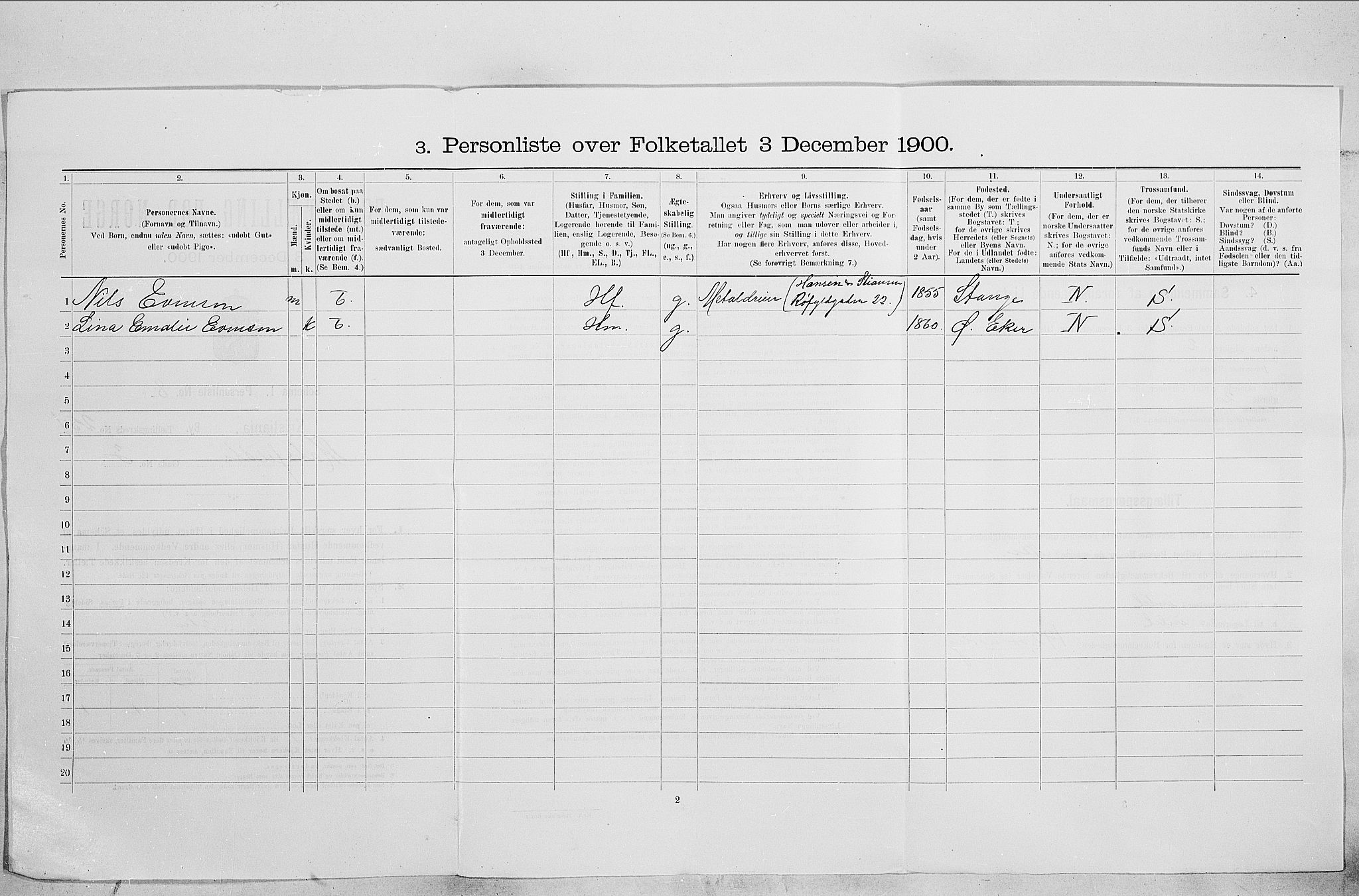 SAO, 1900 census for Kristiania, 1900, p. 59648