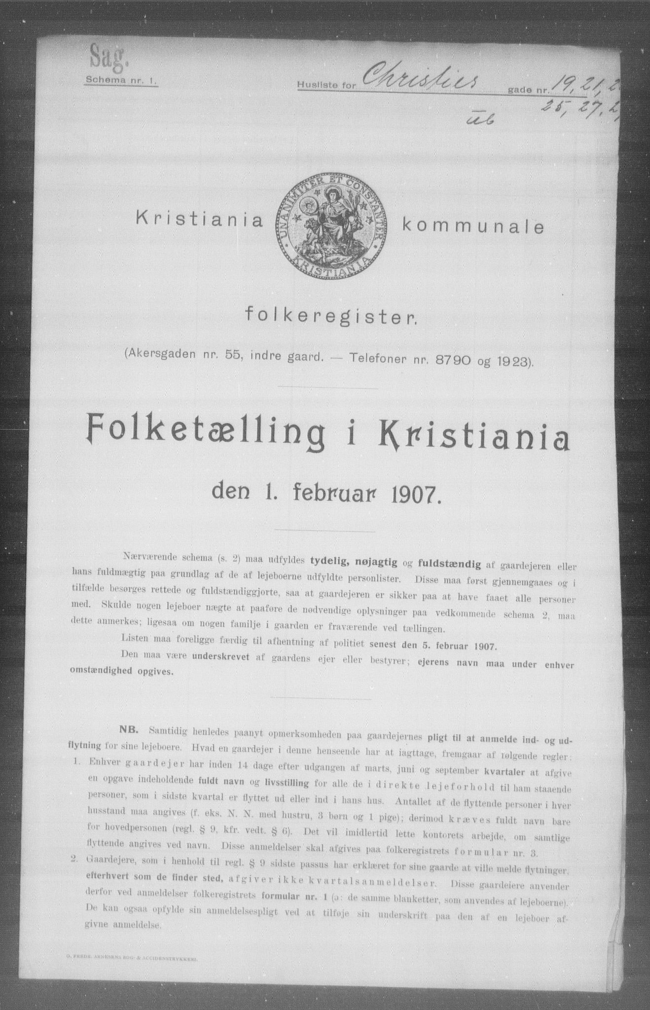 OBA, Municipal Census 1907 for Kristiania, 1907, p. 6361