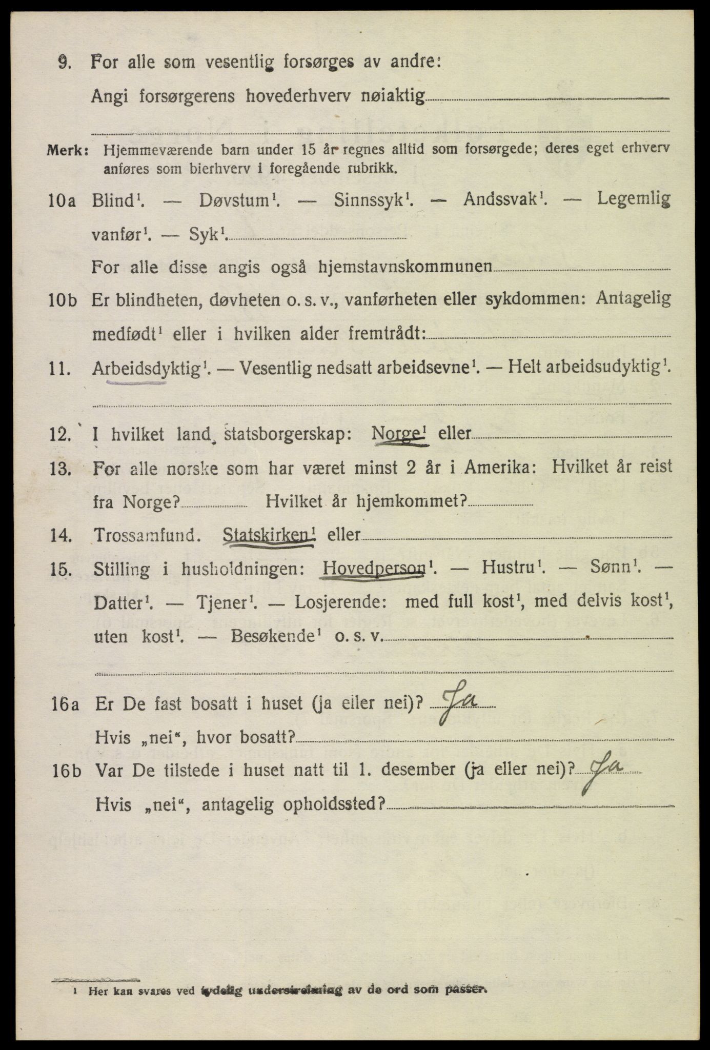 SAH, 1920 census for Fåberg, 1920, p. 15085