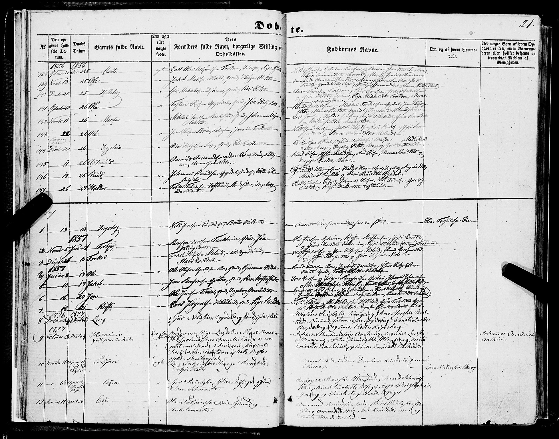 Ullensvang sokneprestembete, SAB/A-78701/H/Haa: Parish register (official) no. A 11, 1854-1866, p. 21
