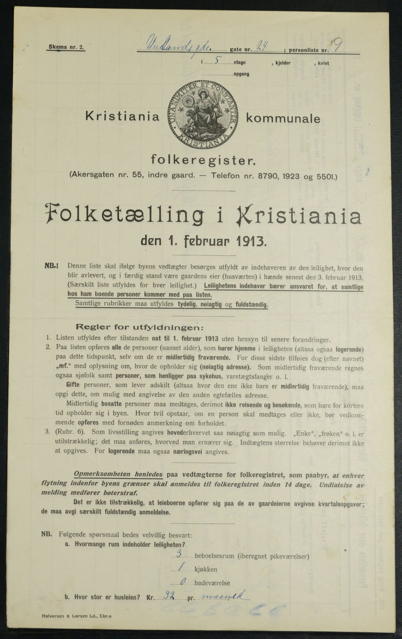 OBA, Municipal Census 1913 for Kristiania, 1913, p. 118658