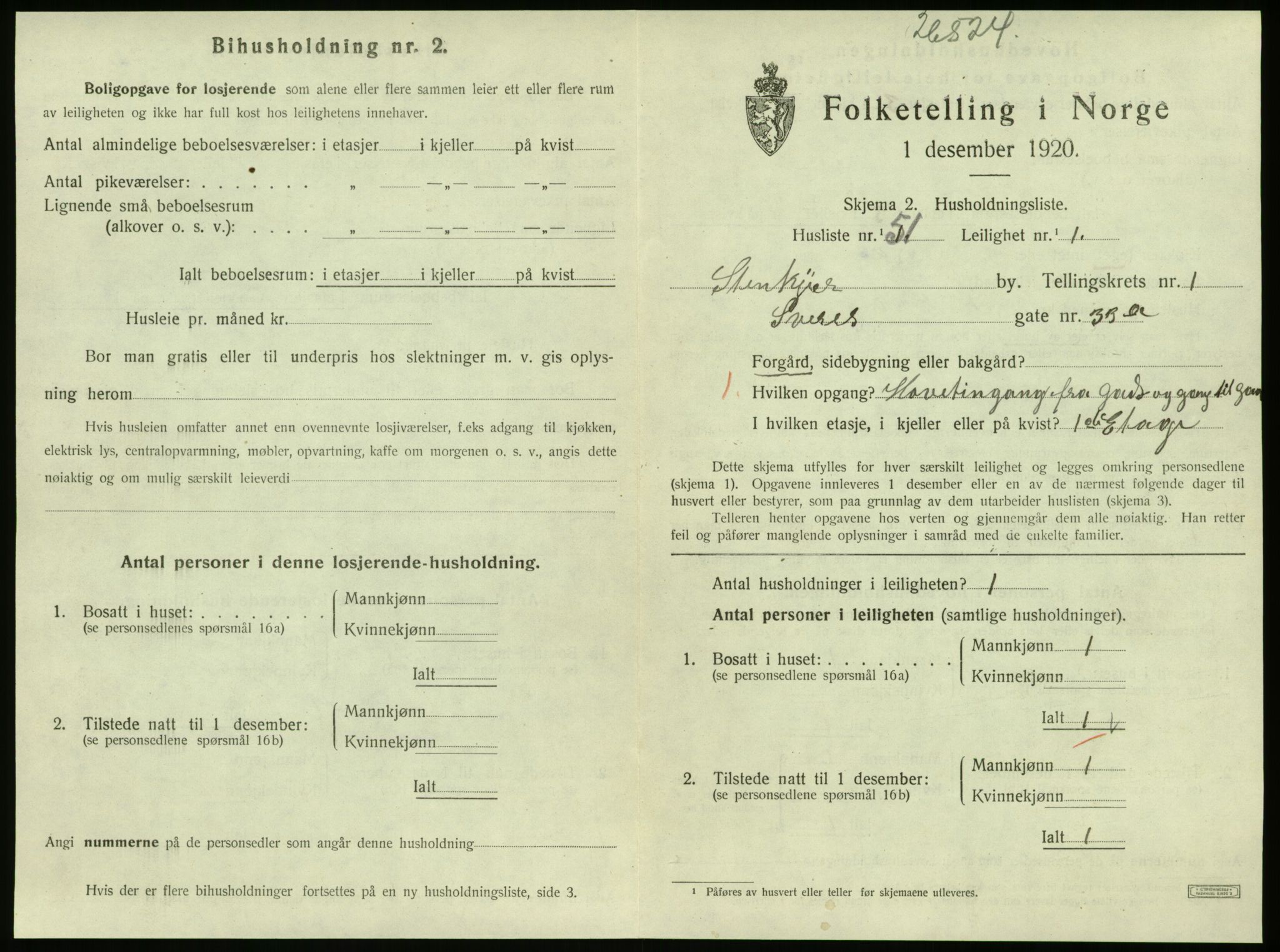 SAT, 1920 census for Steinkjer, 1920, p. 1246