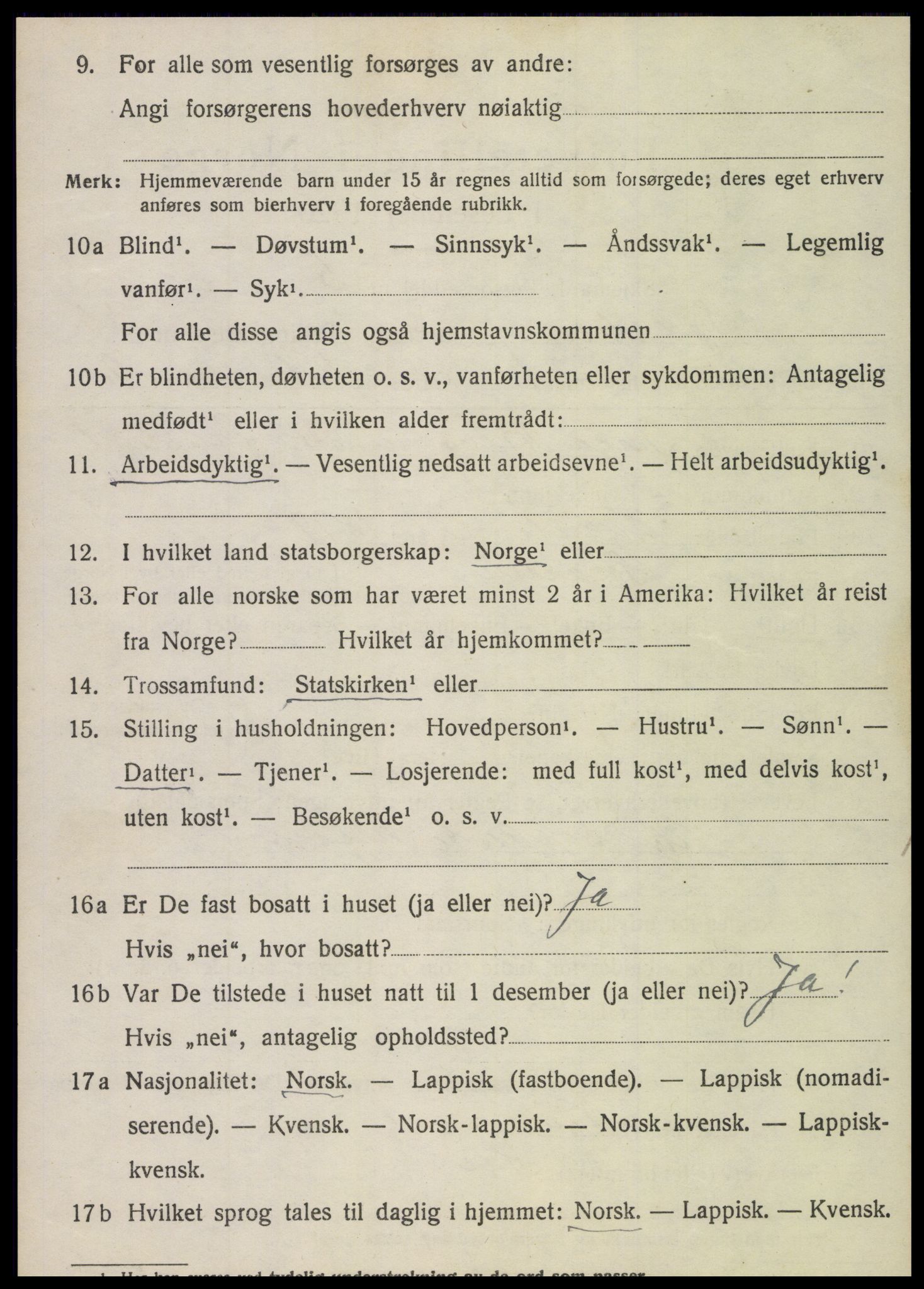 SAT, 1920 census for Sparbu, 1920, p. 4846