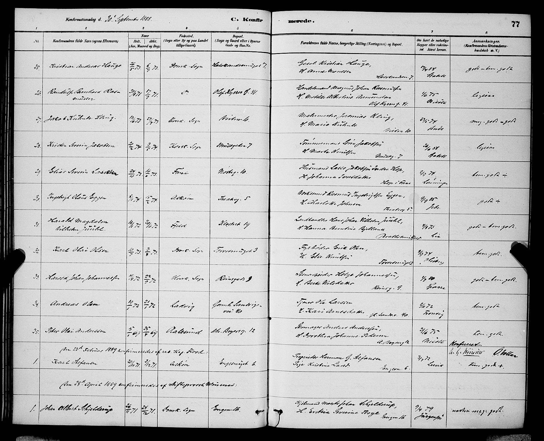 Domkirken sokneprestembete, AV/SAB-A-74801/H/Hab/L0024: Parish register (copy) no. C 4, 1880-1899, p. 77