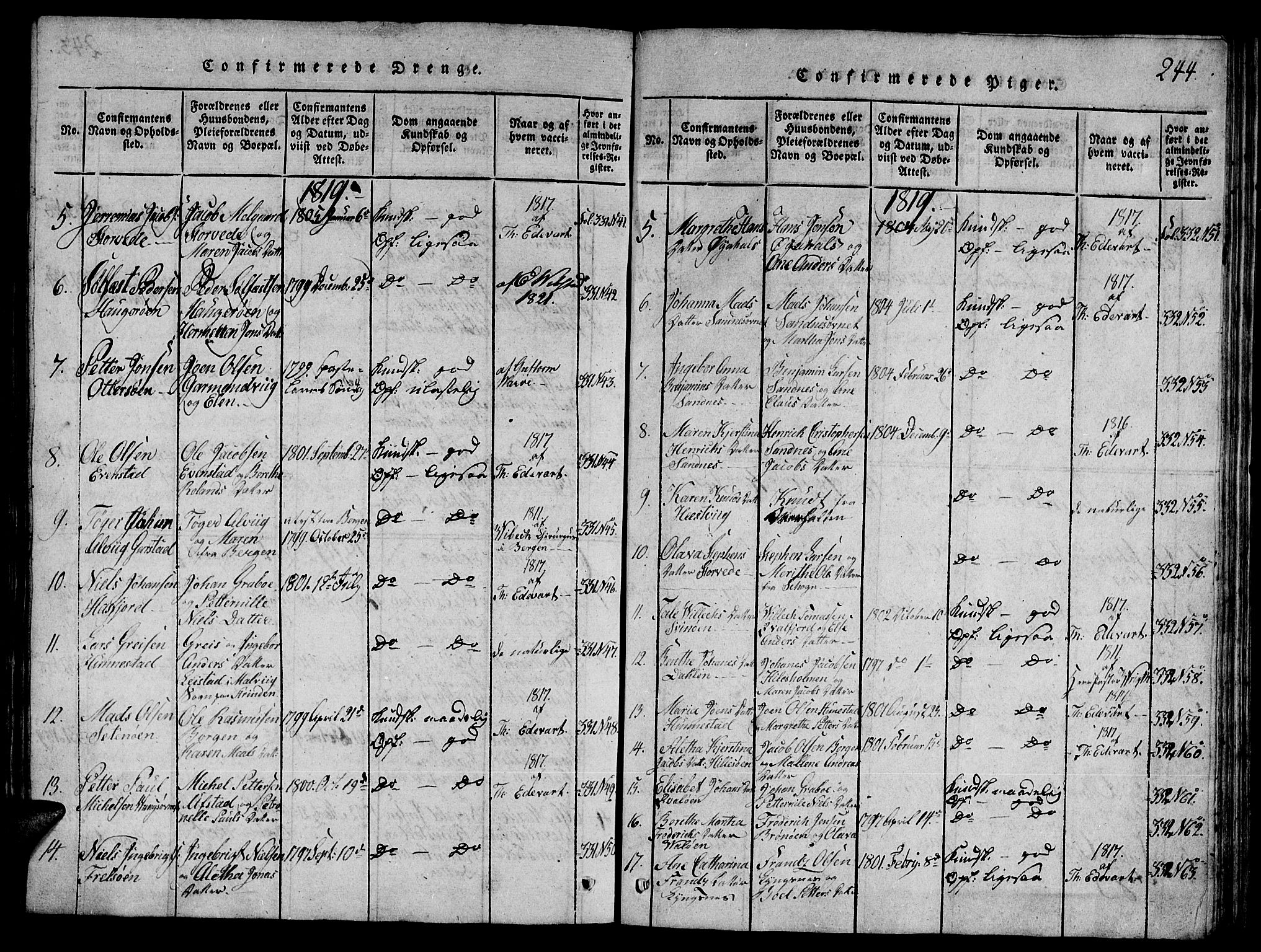Ministerialprotokoller, klokkerbøker og fødselsregistre - Nord-Trøndelag, SAT/A-1458/784/L0667: Parish register (official) no. 784A03 /1, 1816-1829, p. 244