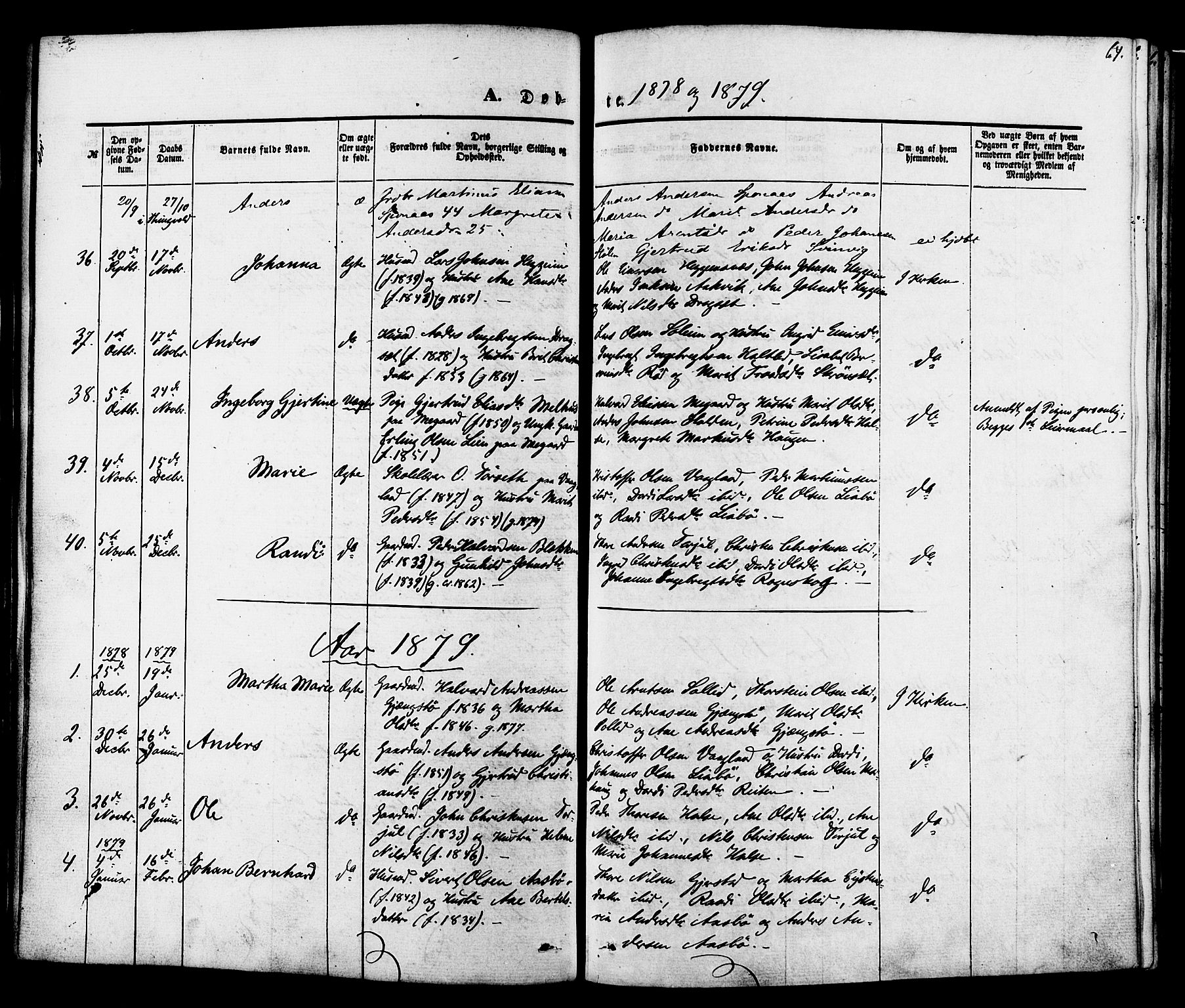 Ministerialprotokoller, klokkerbøker og fødselsregistre - Møre og Romsdal, AV/SAT-A-1454/576/L0884: Parish register (official) no. 576A02, 1865-1879, p. 64