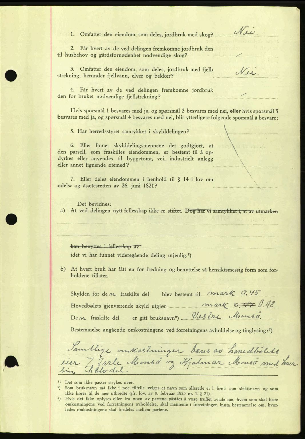 Hitra sorenskriveri, AV/SAT-A-0018/2/2C/2Ca: Mortgage book no. A2, 1943-1945, Diary no: : 1/1943