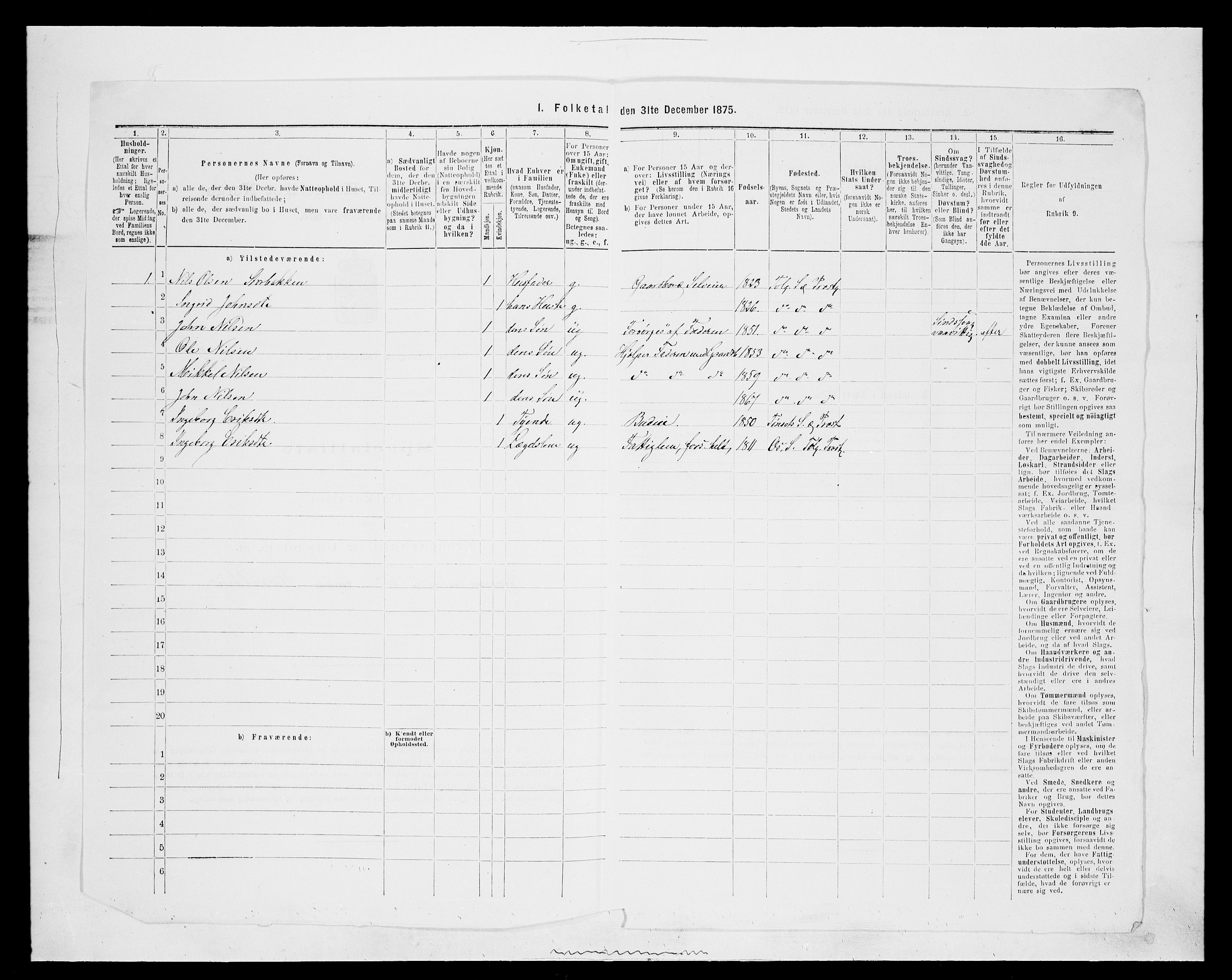 SAH, 1875 census for 0436P Tolga, 1875, p. 378