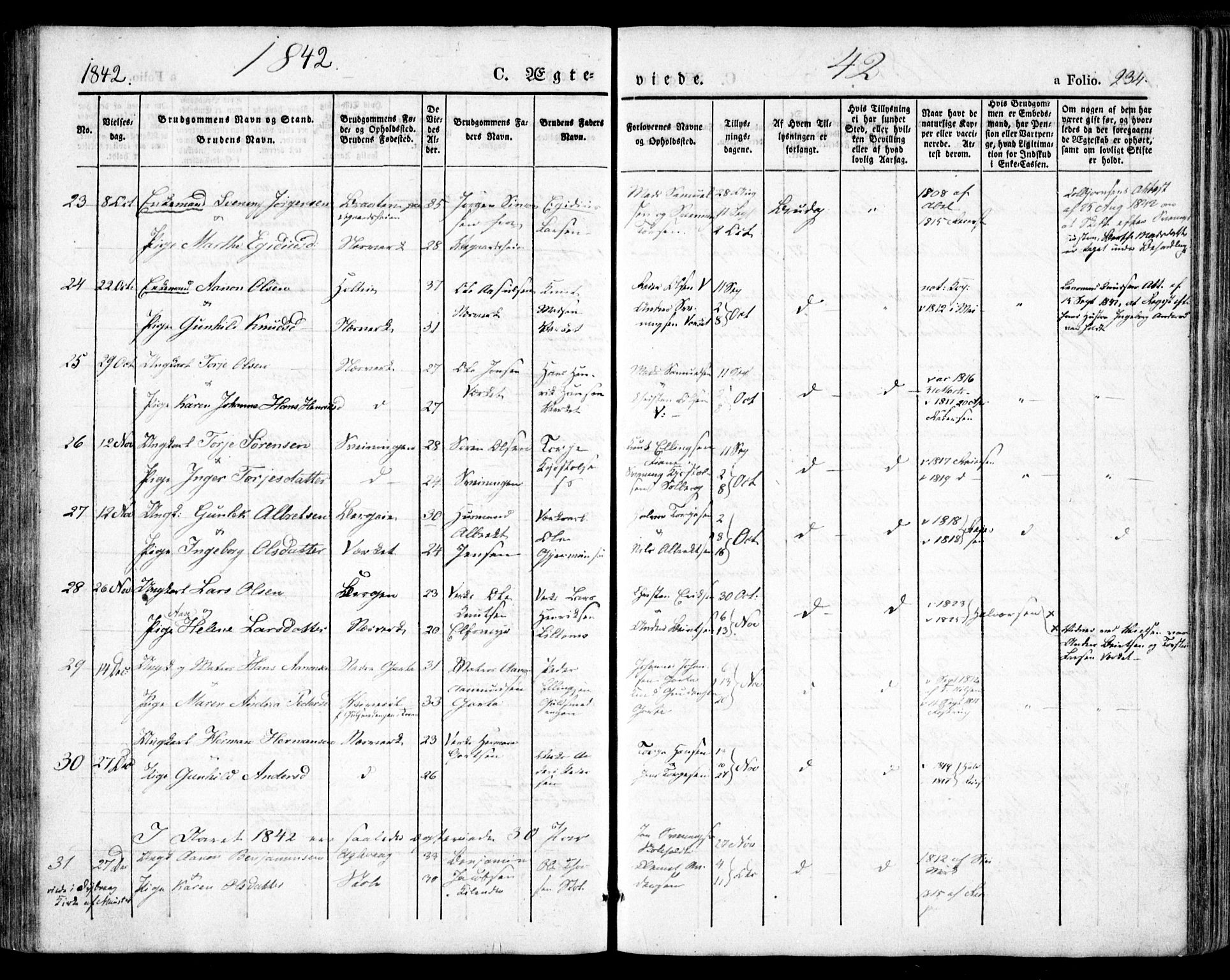 Holt sokneprestkontor, AV/SAK-1111-0021/F/Fa/L0007: Parish register (official) no. A 7, 1836-1848, p. 234