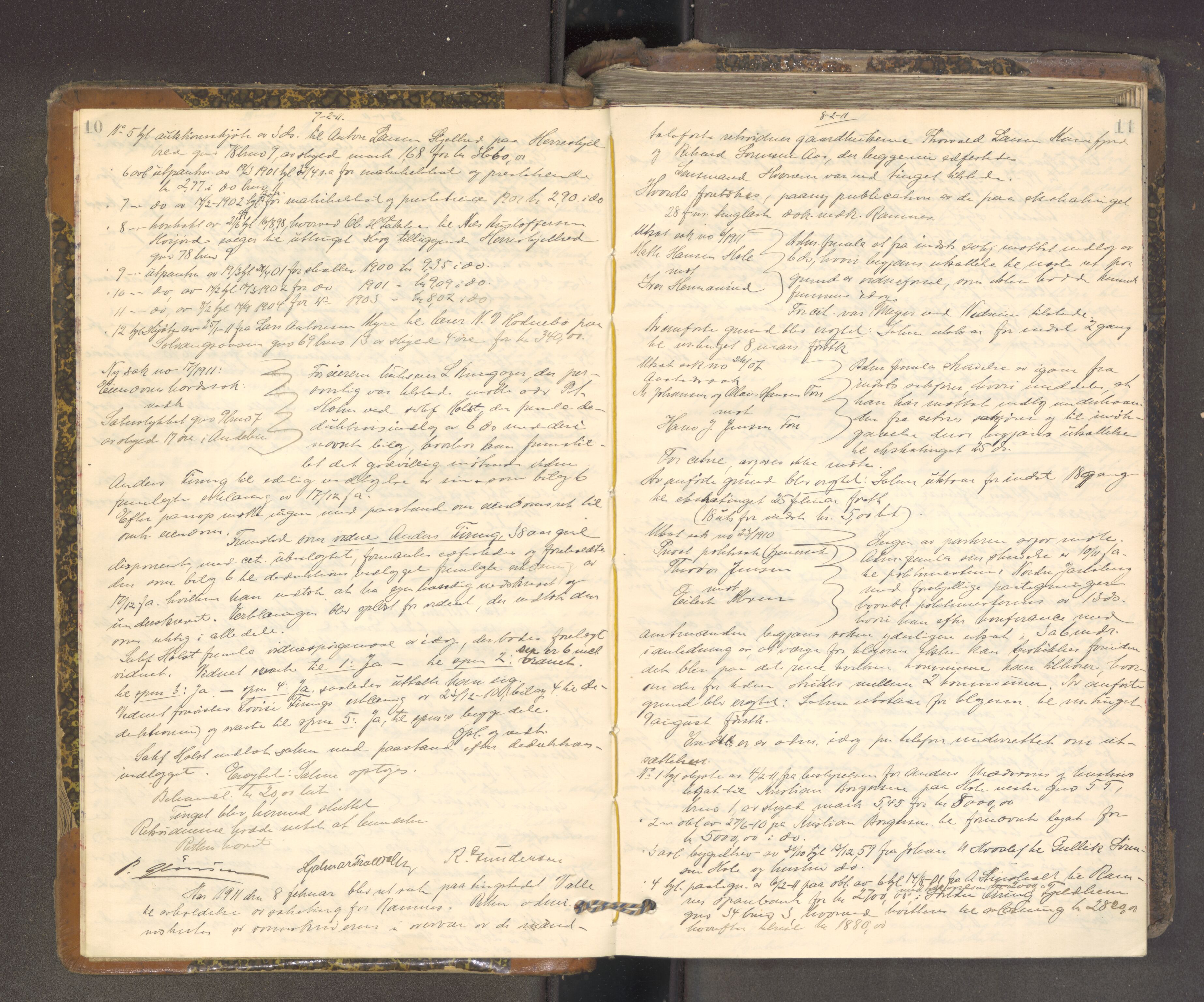 Mellom Jarlsberg sorenskriveri, AV/SAKO-A-132/F/Fa/Faa/L0015: Tingbok, 1911-1916, p. 10-11