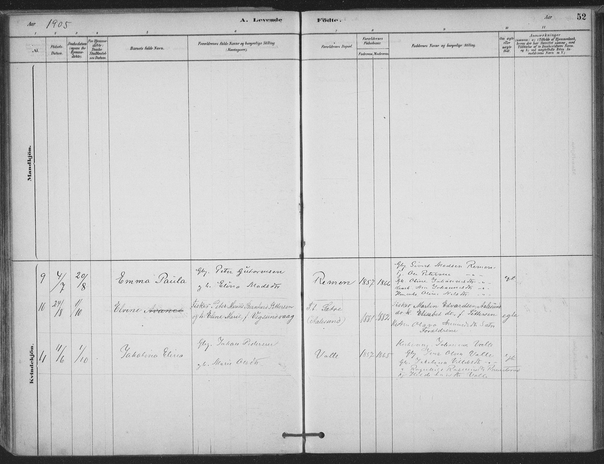 Ministerialprotokoller, klokkerbøker og fødselsregistre - Møre og Romsdal, AV/SAT-A-1454/514/L0199: Parish register (official) no. 514A01, 1878-1912, p. 52