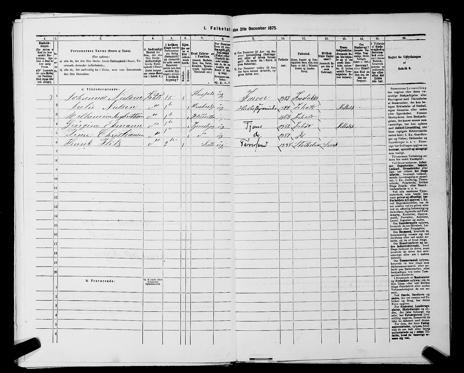 RA, 1875 census for 0101P Fredrikshald, 1875, p. 1006