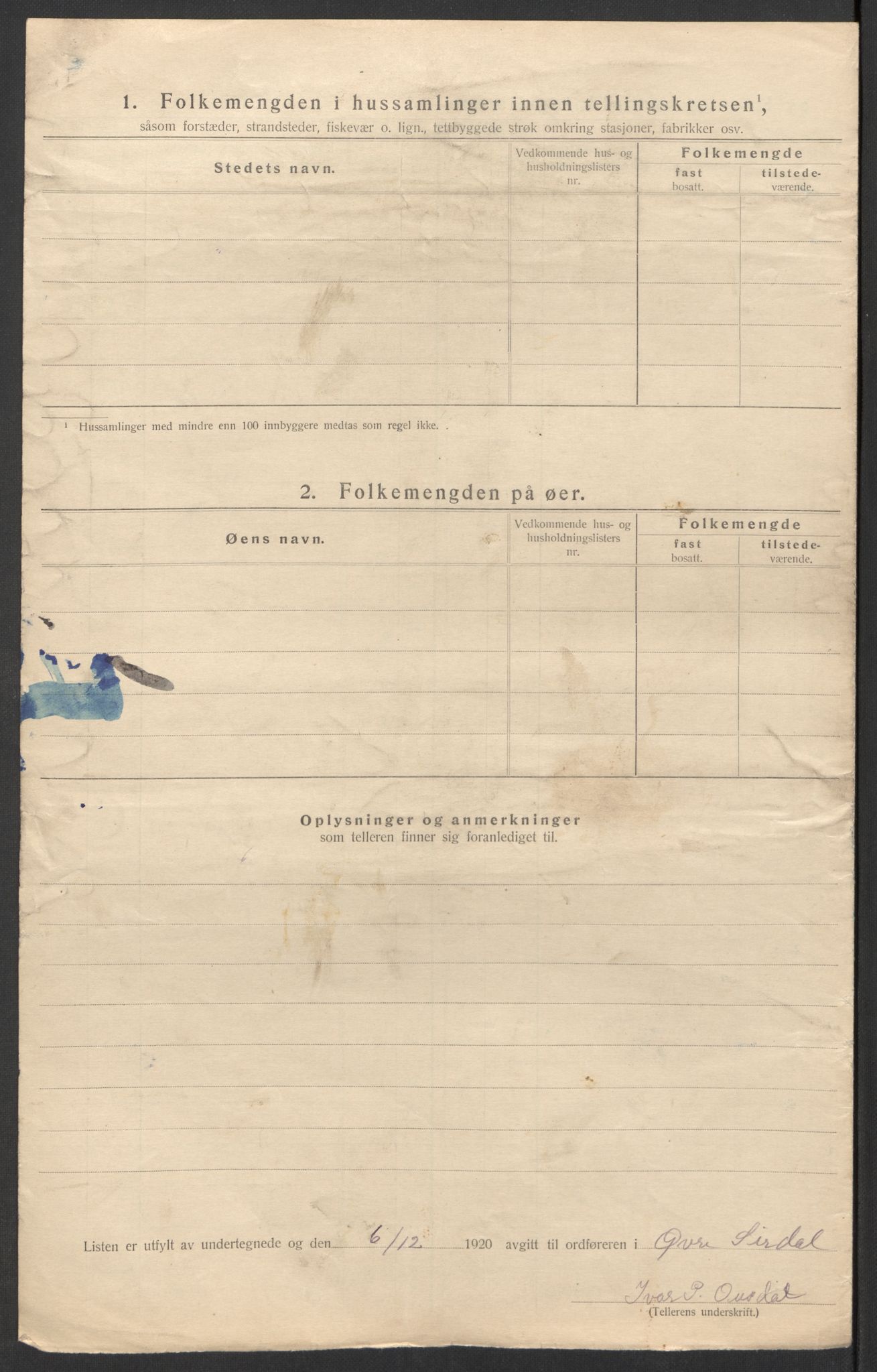 SAK, 1920 census for Øvre Sirdal, 1920, p. 35