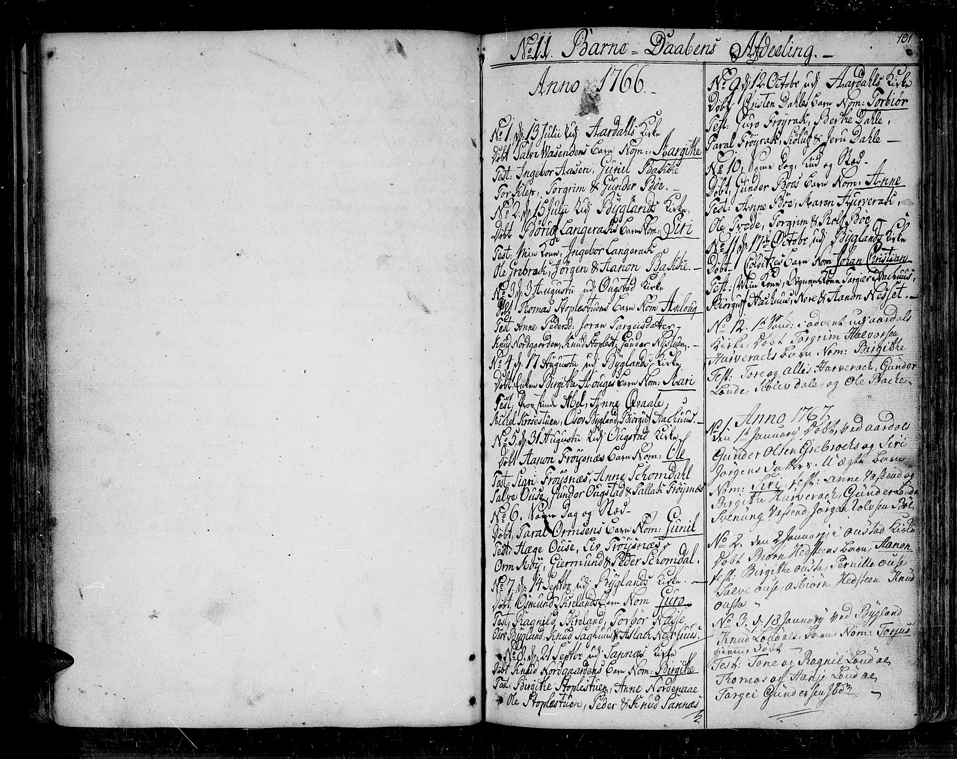 Bygland sokneprestkontor, SAK/1111-0006/F/Fa/Fab/L0002: Parish register (official) no. A 2, 1766-1816, p. 101