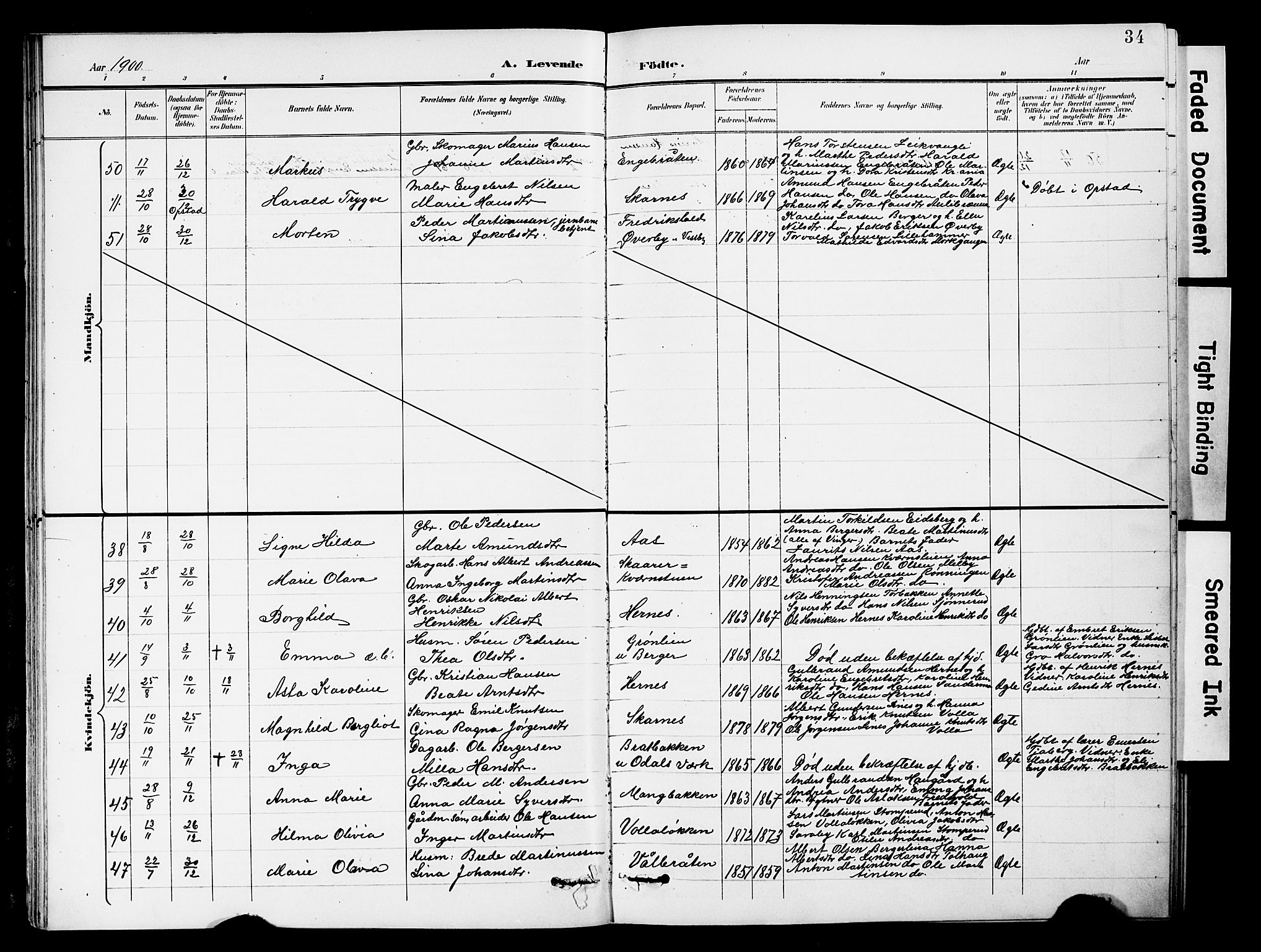 Sør-Odal prestekontor, SAH/PREST-030/H/Ha/Hab/L0001: Parish register (copy) no. 1, 1895-1902, p. 34