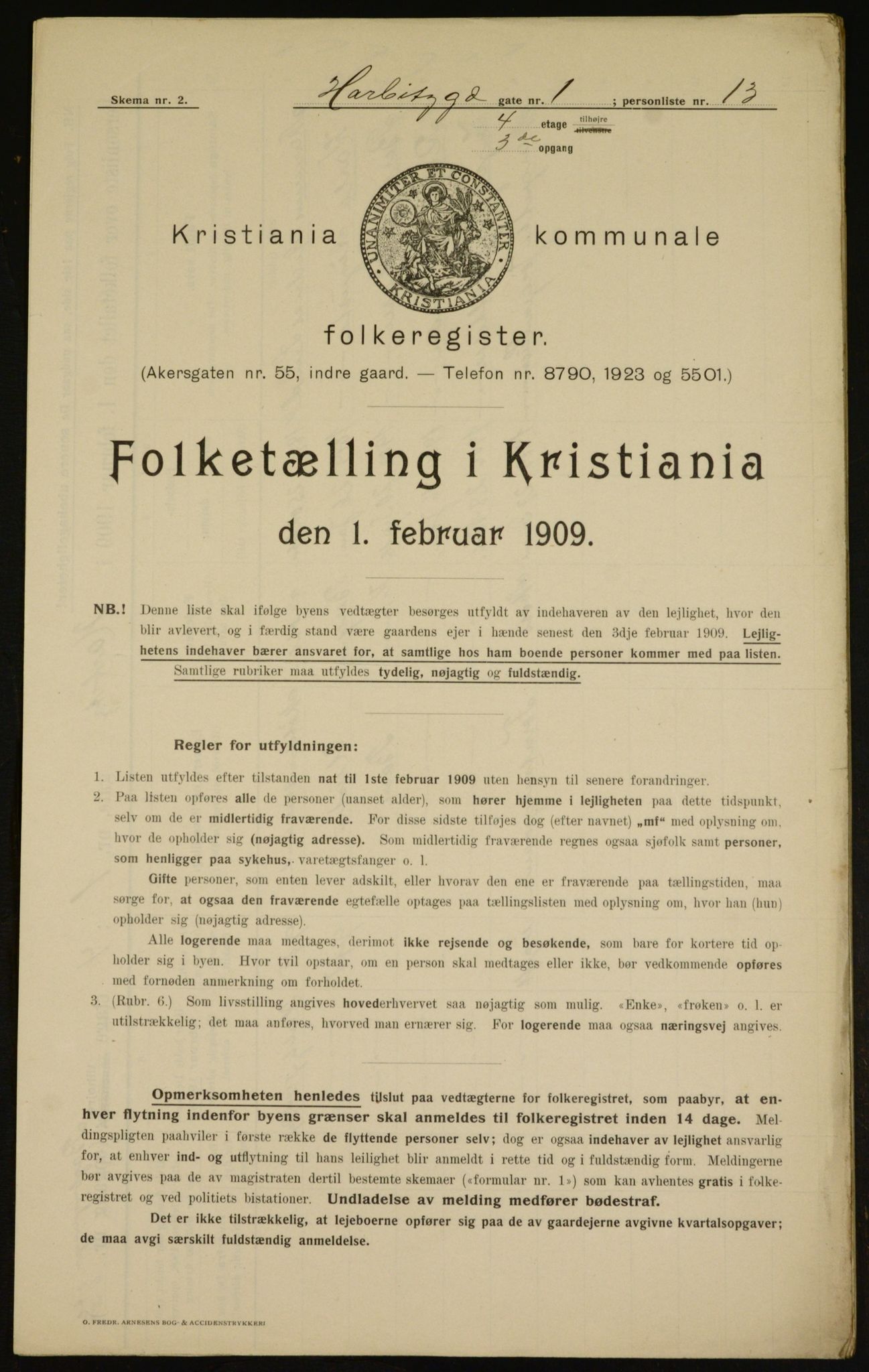 OBA, Municipal Census 1909 for Kristiania, 1909, p. 73278