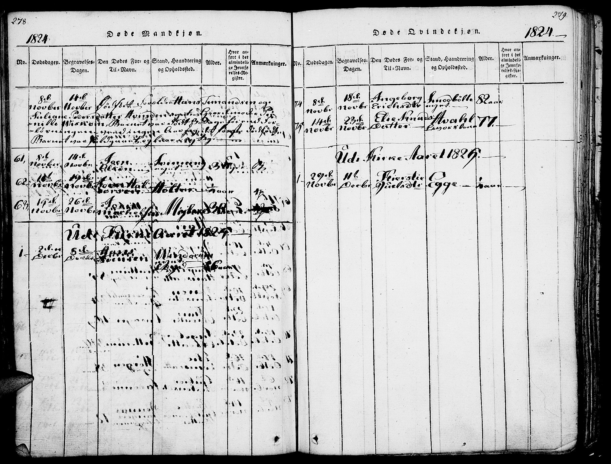 Gran prestekontor, AV/SAH-PREST-112/H/Ha/Haa/L0009: Parish register (official) no. 9, 1815-1824, p. 278-279