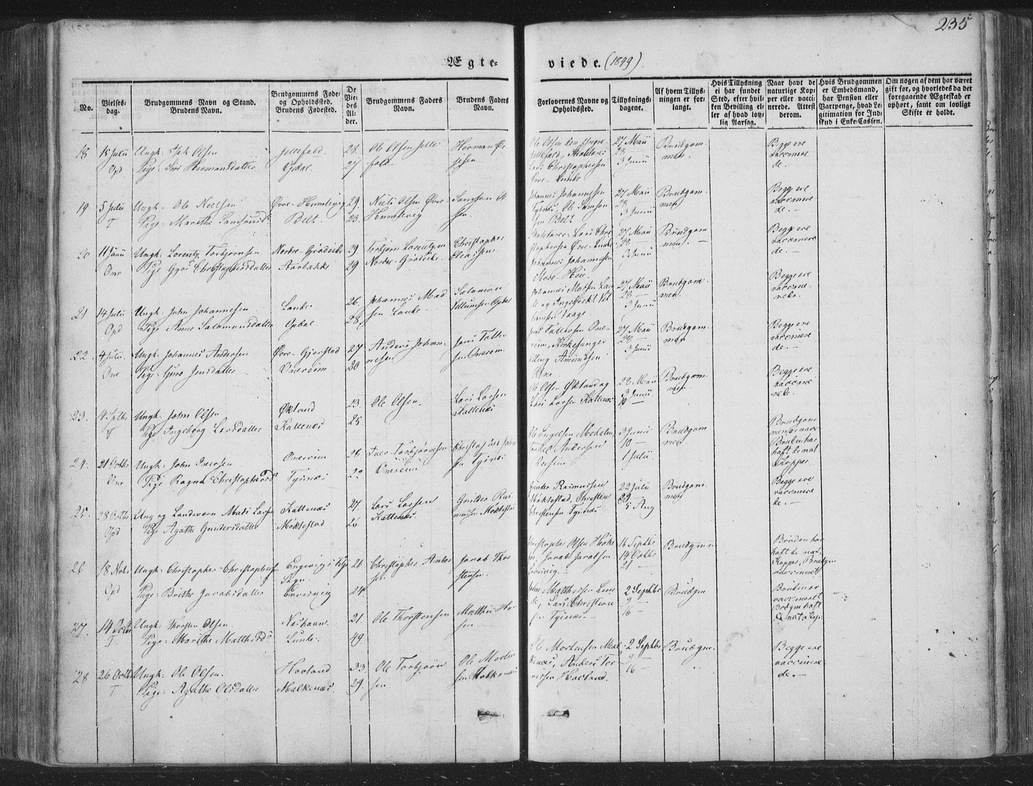 Tysnes sokneprestembete, AV/SAB-A-78601/H/Haa: Parish register (official) no. A 10, 1848-1859, p. 235