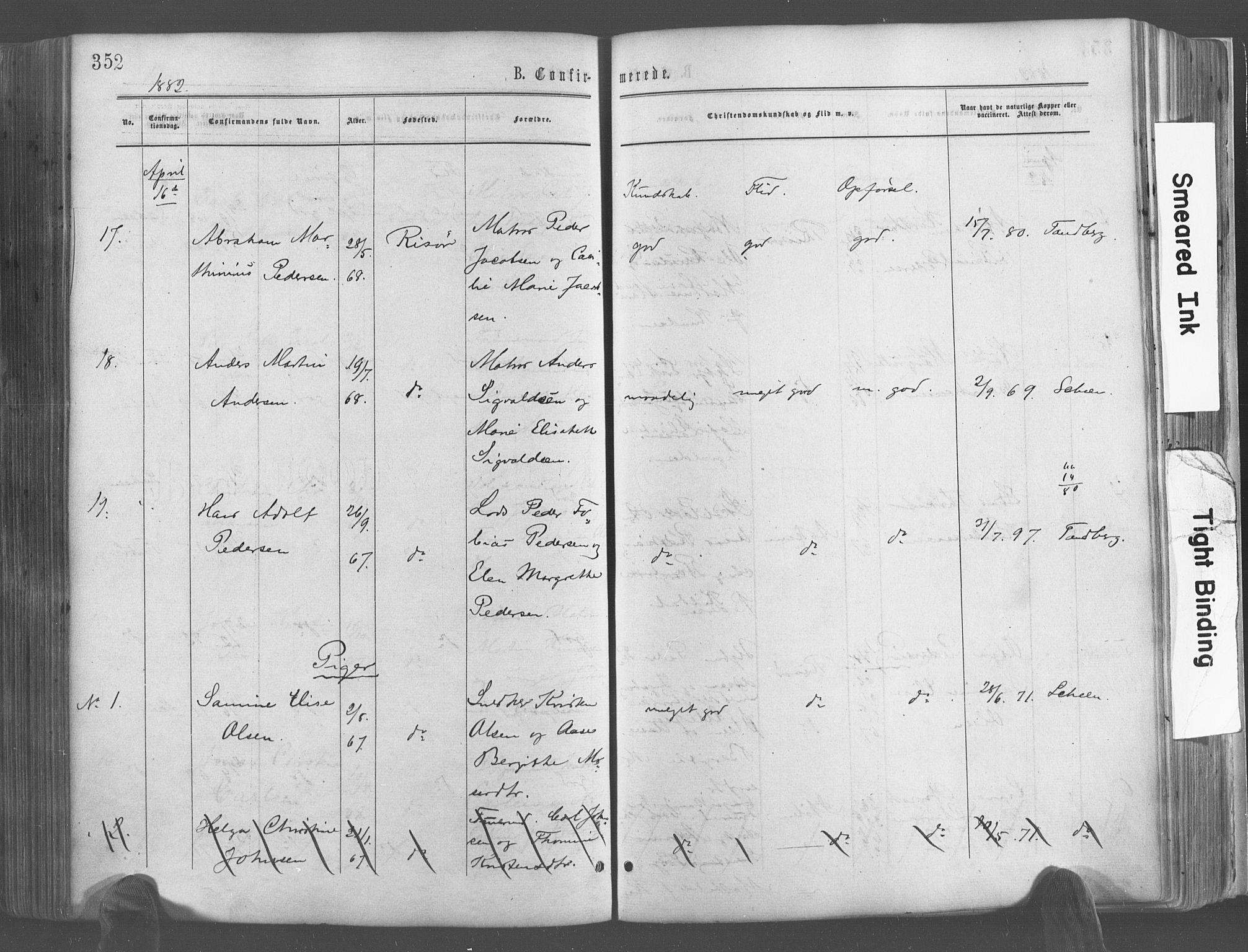 Risør sokneprestkontor, AV/SAK-1111-0035/F/Fa/L0004: Parish register (official) no. A 4, 1865-1882, p. 352