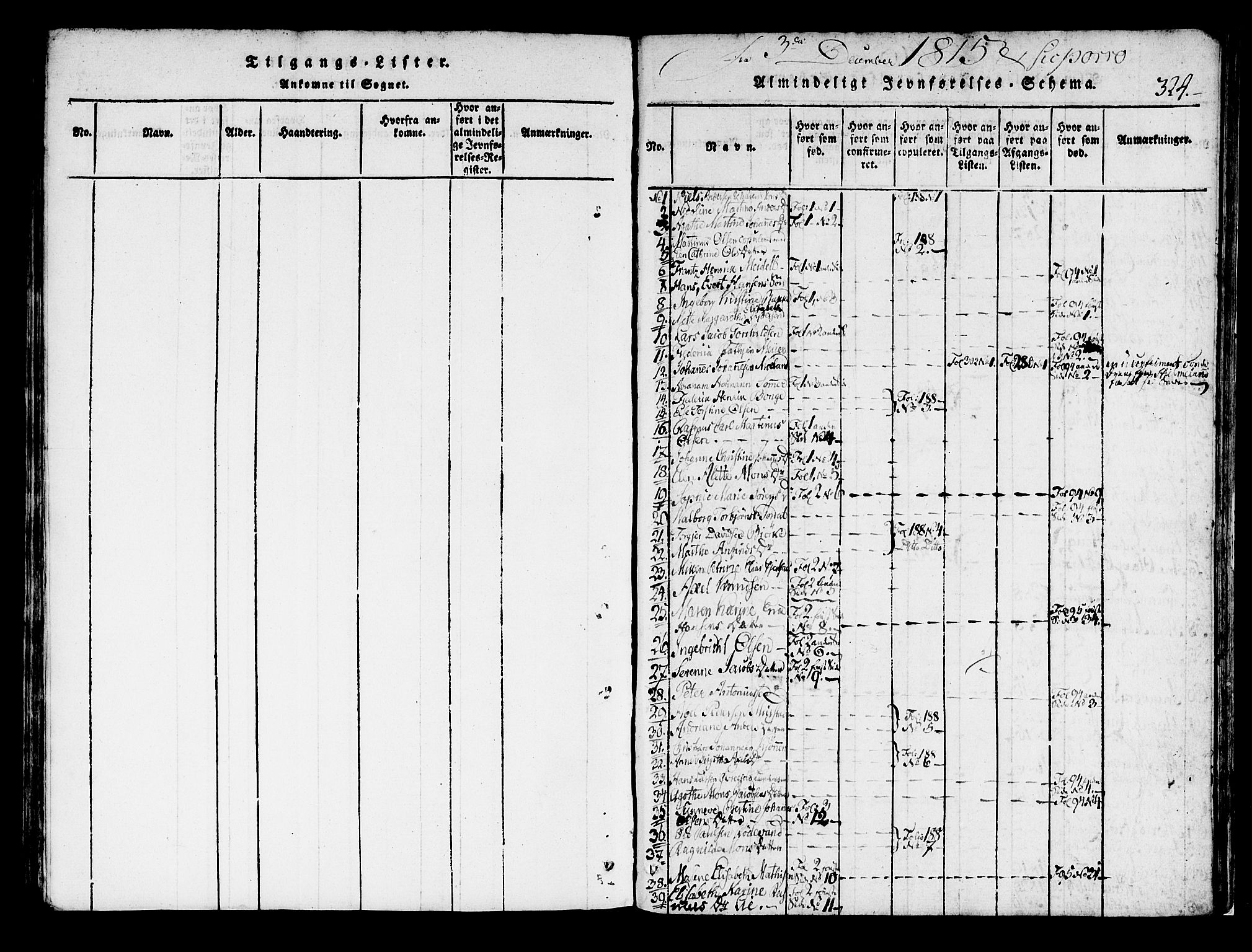 Korskirken sokneprestembete, SAB/A-76101/H/Haa/L0013: Parish register (official) no. A 13, 1815-1822, p. 324