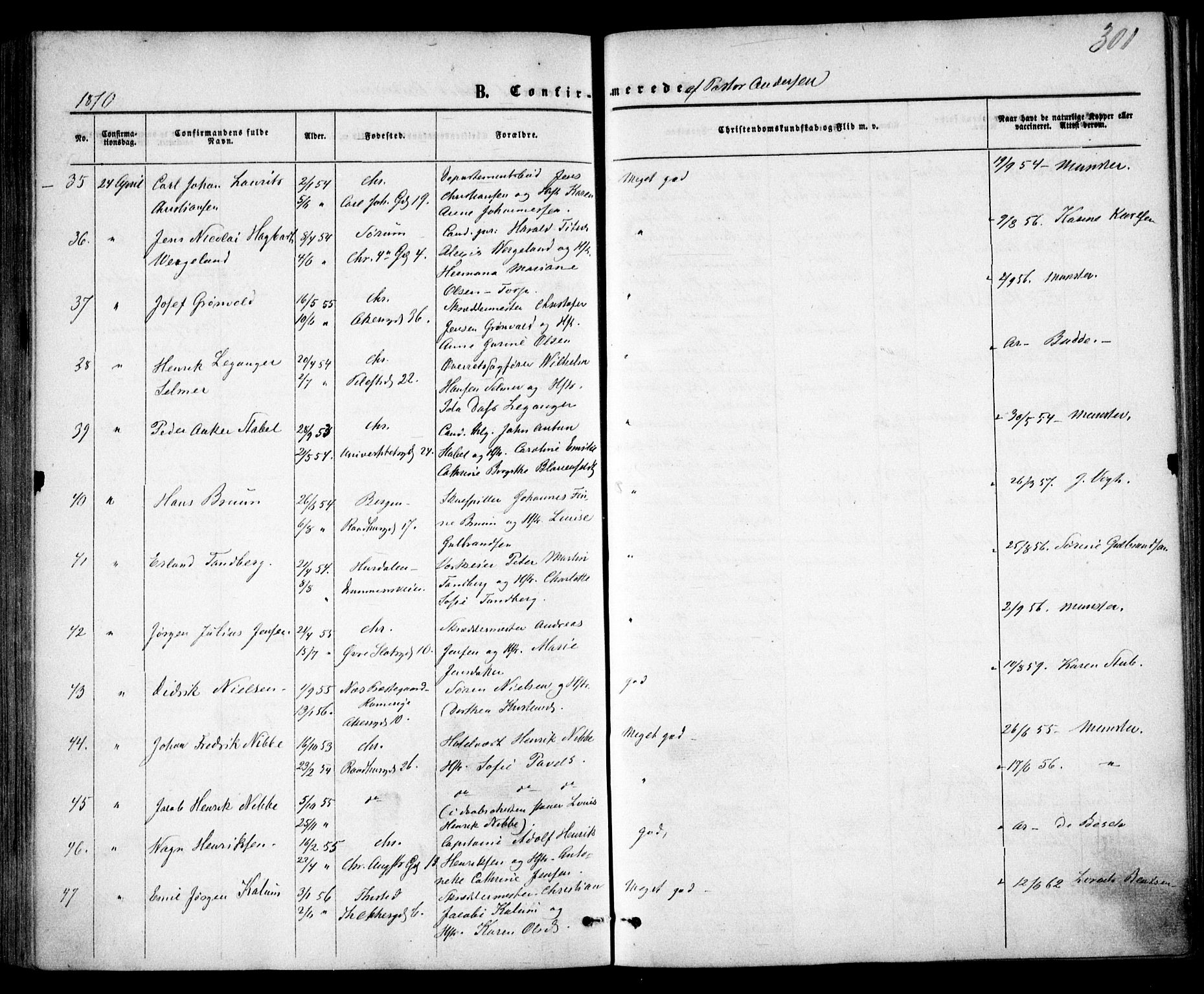 Trefoldighet prestekontor Kirkebøker, AV/SAO-A-10882/F/Fb/L0001: Parish register (official) no. II 1, 1858-1871, p. 301