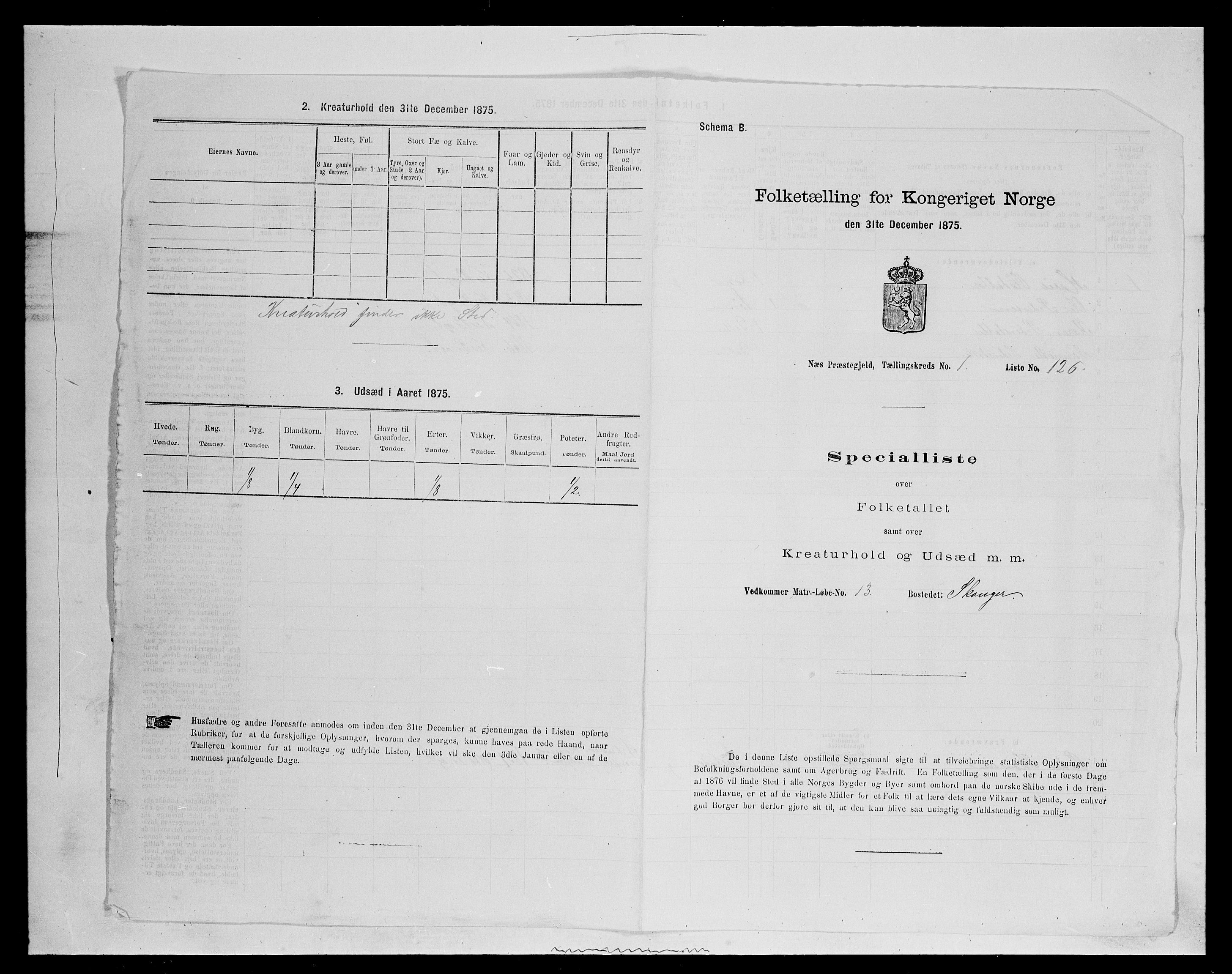 SAH, 1875 census for 0411P Nes, 1875, p. 329