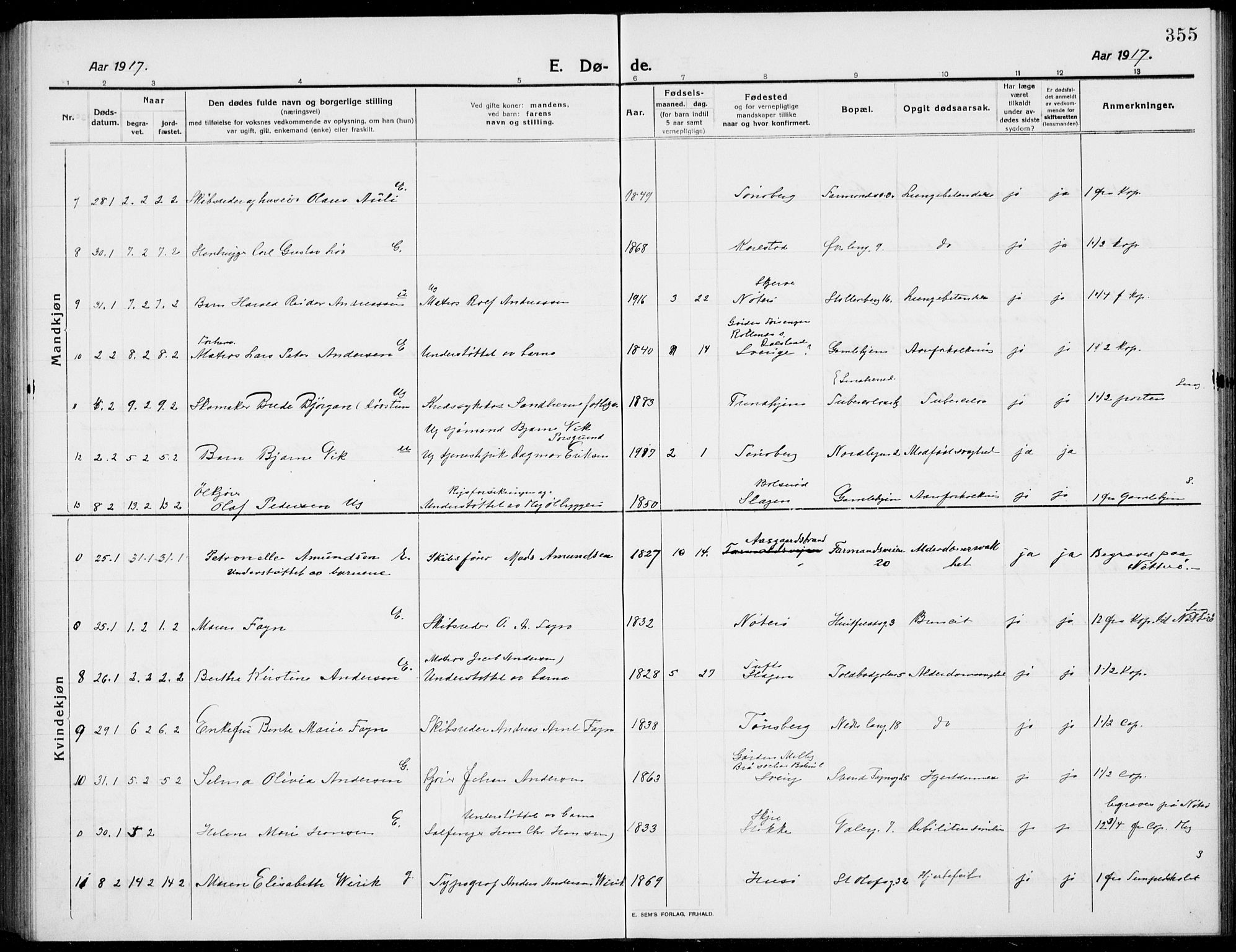 Tønsberg kirkebøker, AV/SAKO-A-330/G/Ga/L0009: Parish register (copy) no. 9, 1913-1920, p. 355