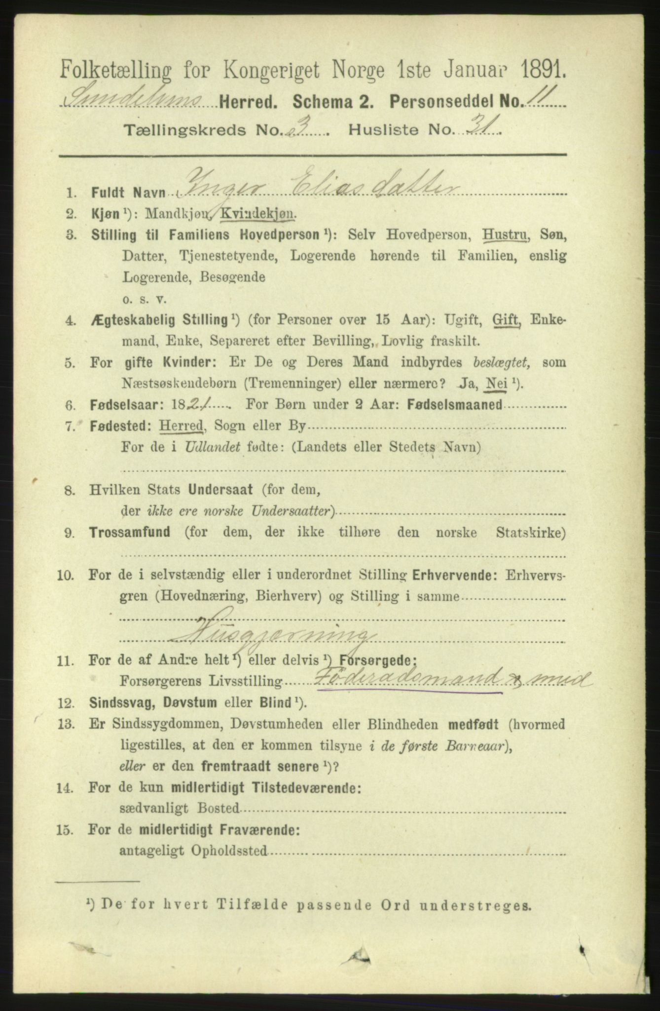 RA, 1891 census for 1523 Sunnylven, 1891, p. 835