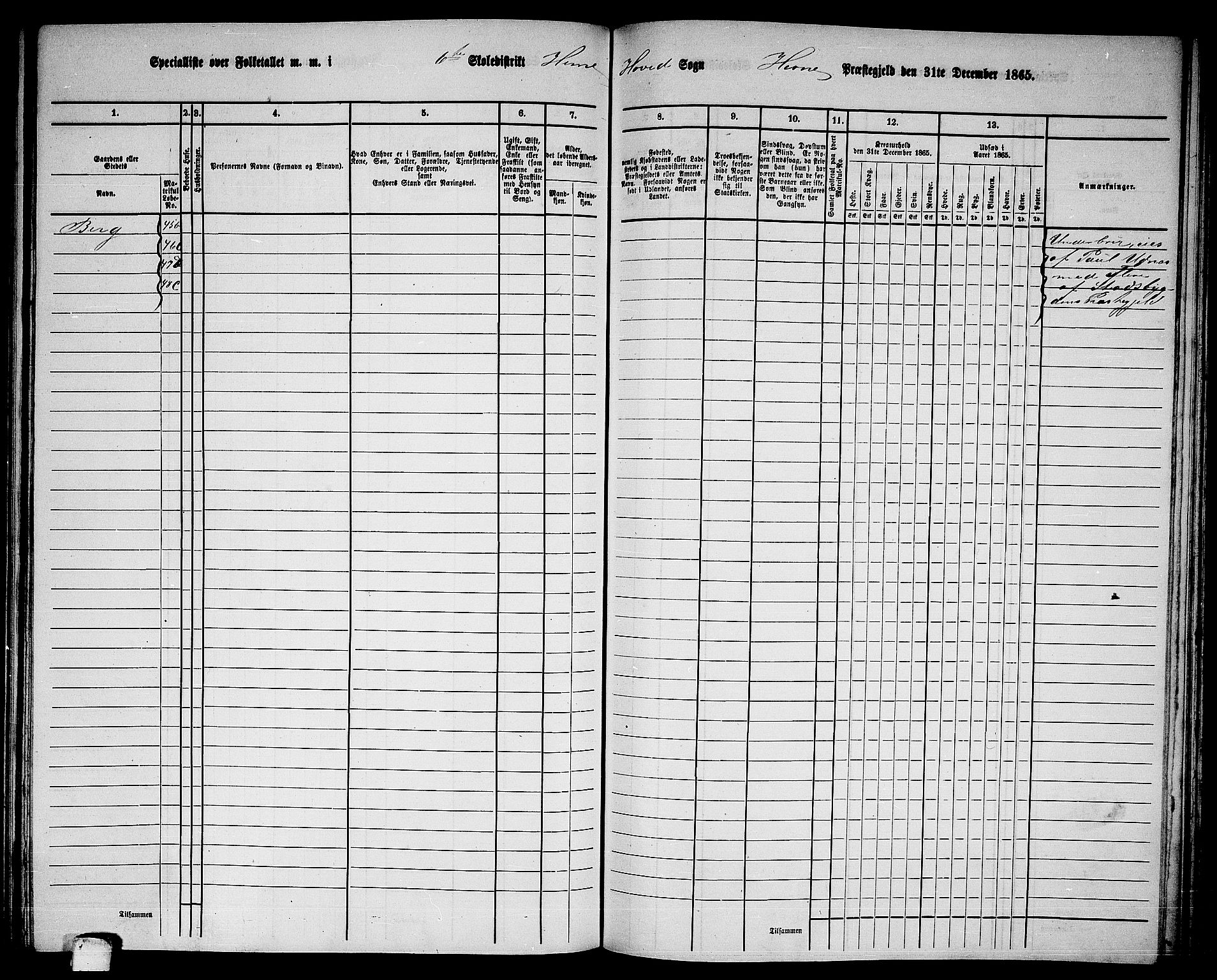 RA, 1865 census for Hemne, 1865, p. 143