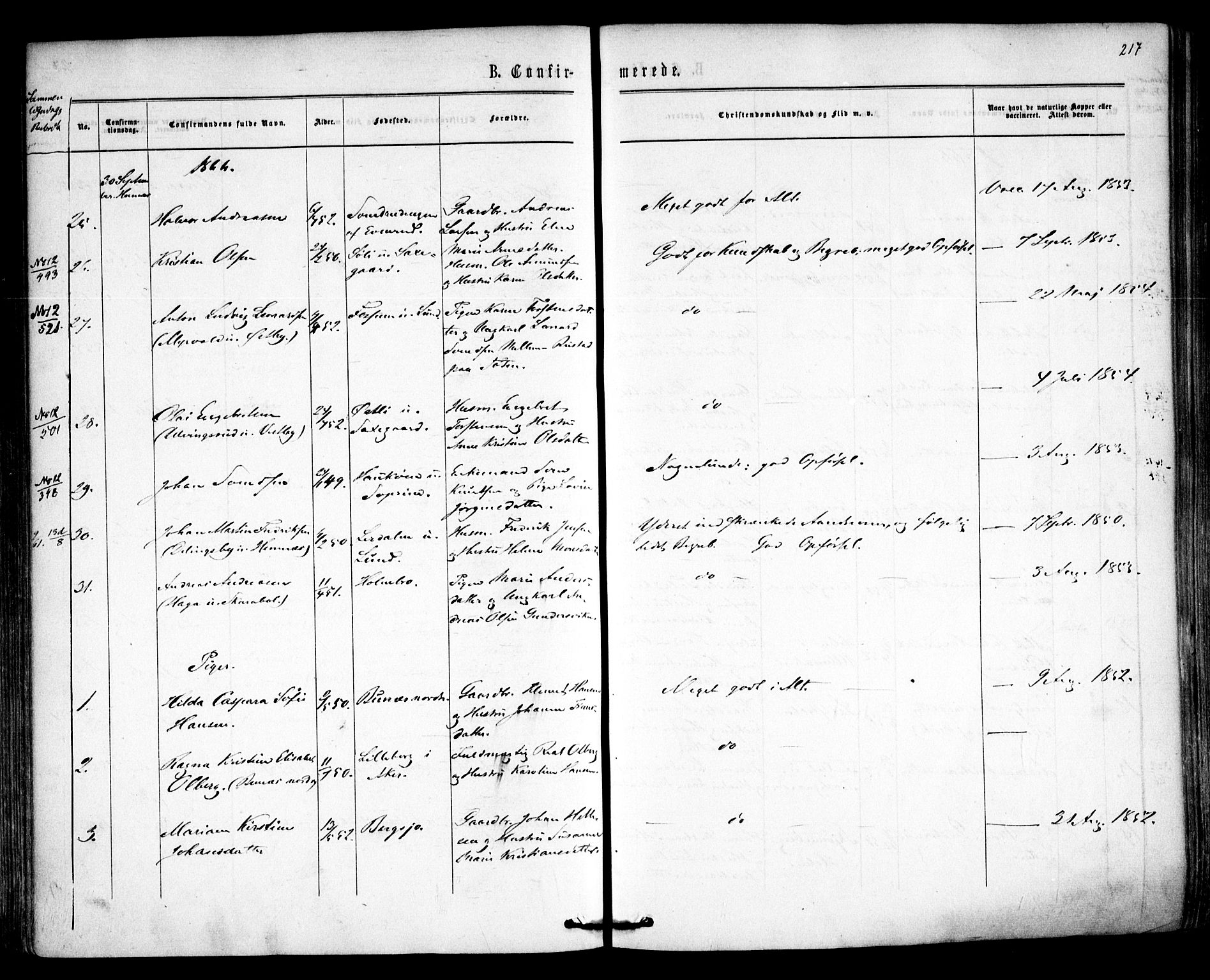 Høland prestekontor Kirkebøker, AV/SAO-A-10346a/F/Fa/L0011: Parish register (official) no. I 11, 1862-1869, p. 217