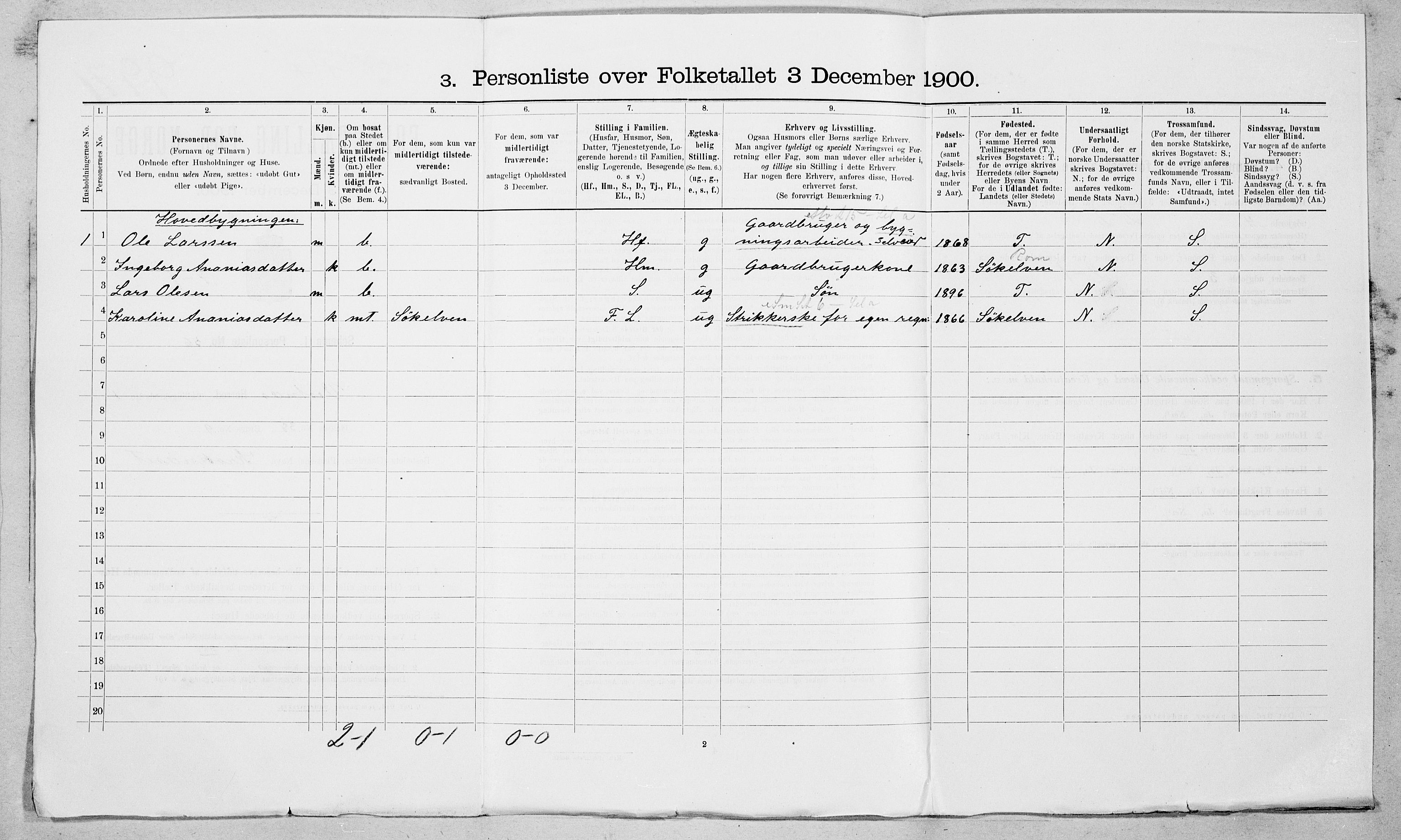 SAT, 1900 census for Vestnes, 1900, p. 25