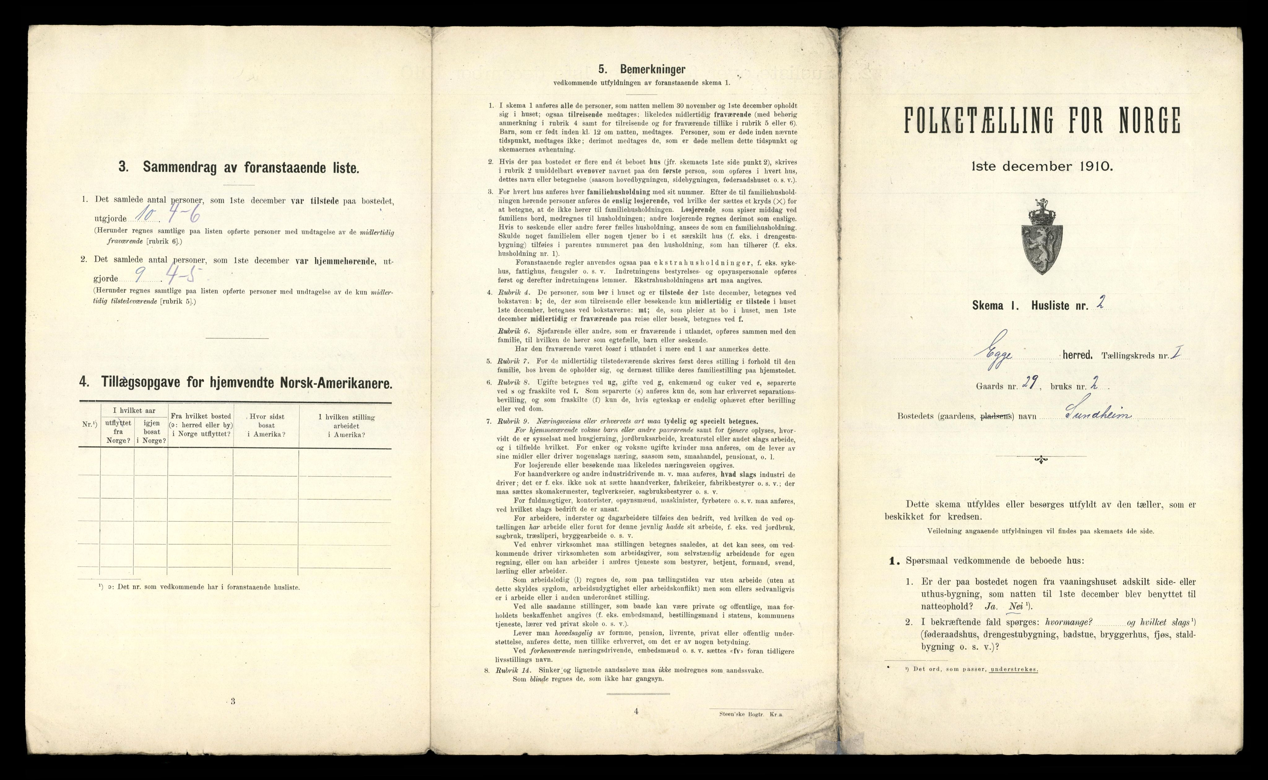 RA, 1910 census for Egge, 1910, p. 25