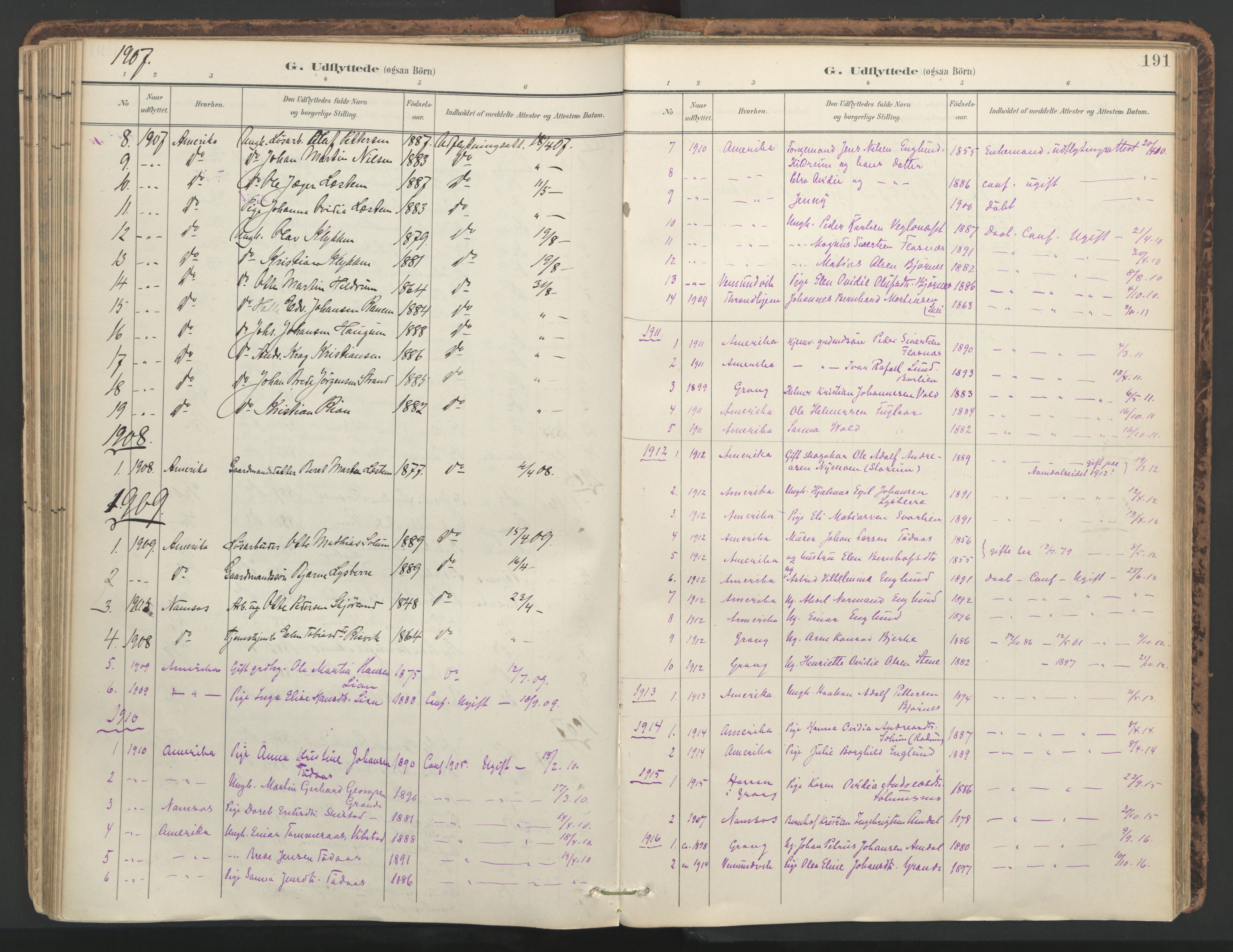 Ministerialprotokoller, klokkerbøker og fødselsregistre - Nord-Trøndelag, SAT/A-1458/764/L0556: Parish register (official) no. 764A11, 1897-1924, p. 191