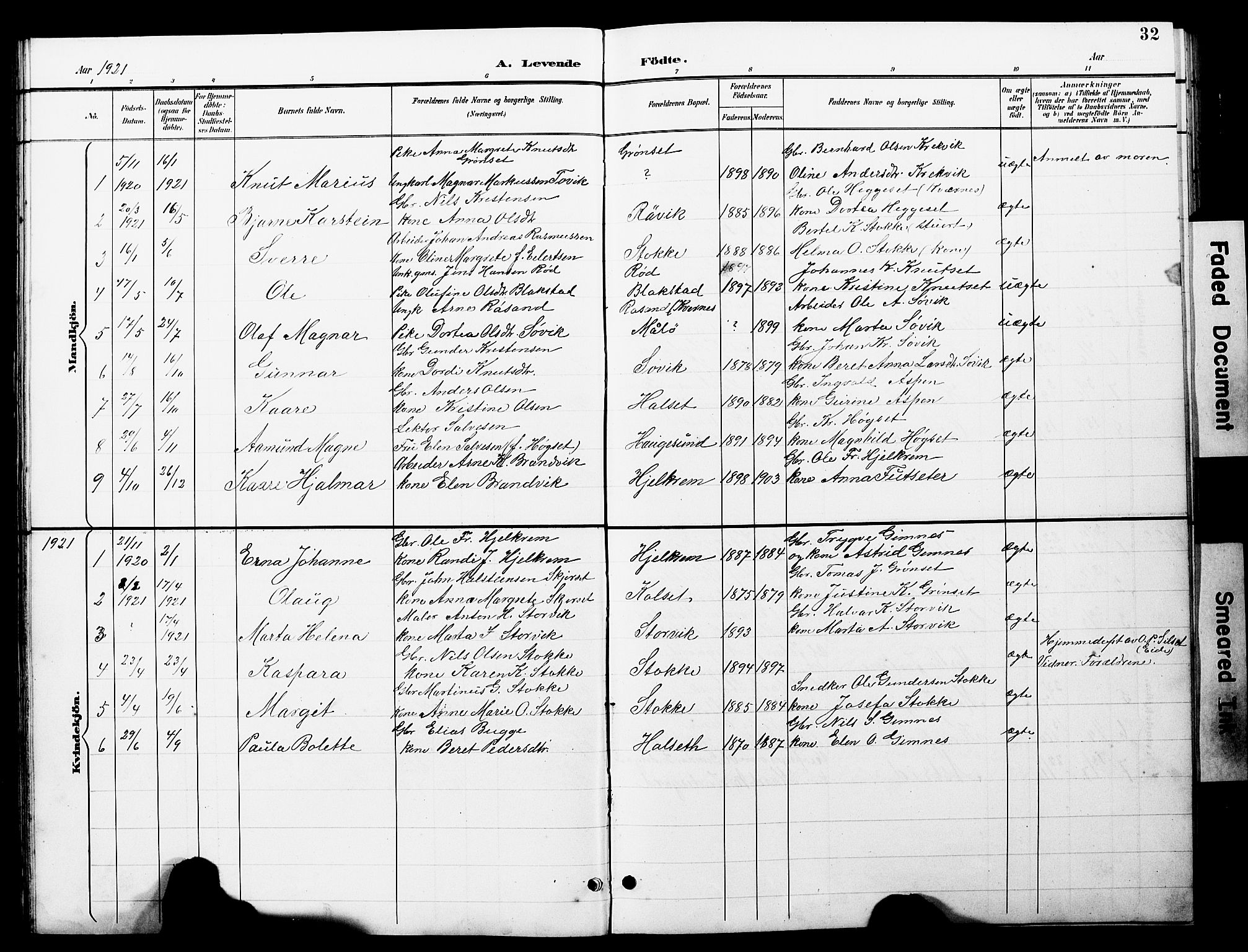 Ministerialprotokoller, klokkerbøker og fødselsregistre - Møre og Romsdal, AV/SAT-A-1454/585/L0973: Parish register (copy) no. 585C01, 1893-1930, p. 32