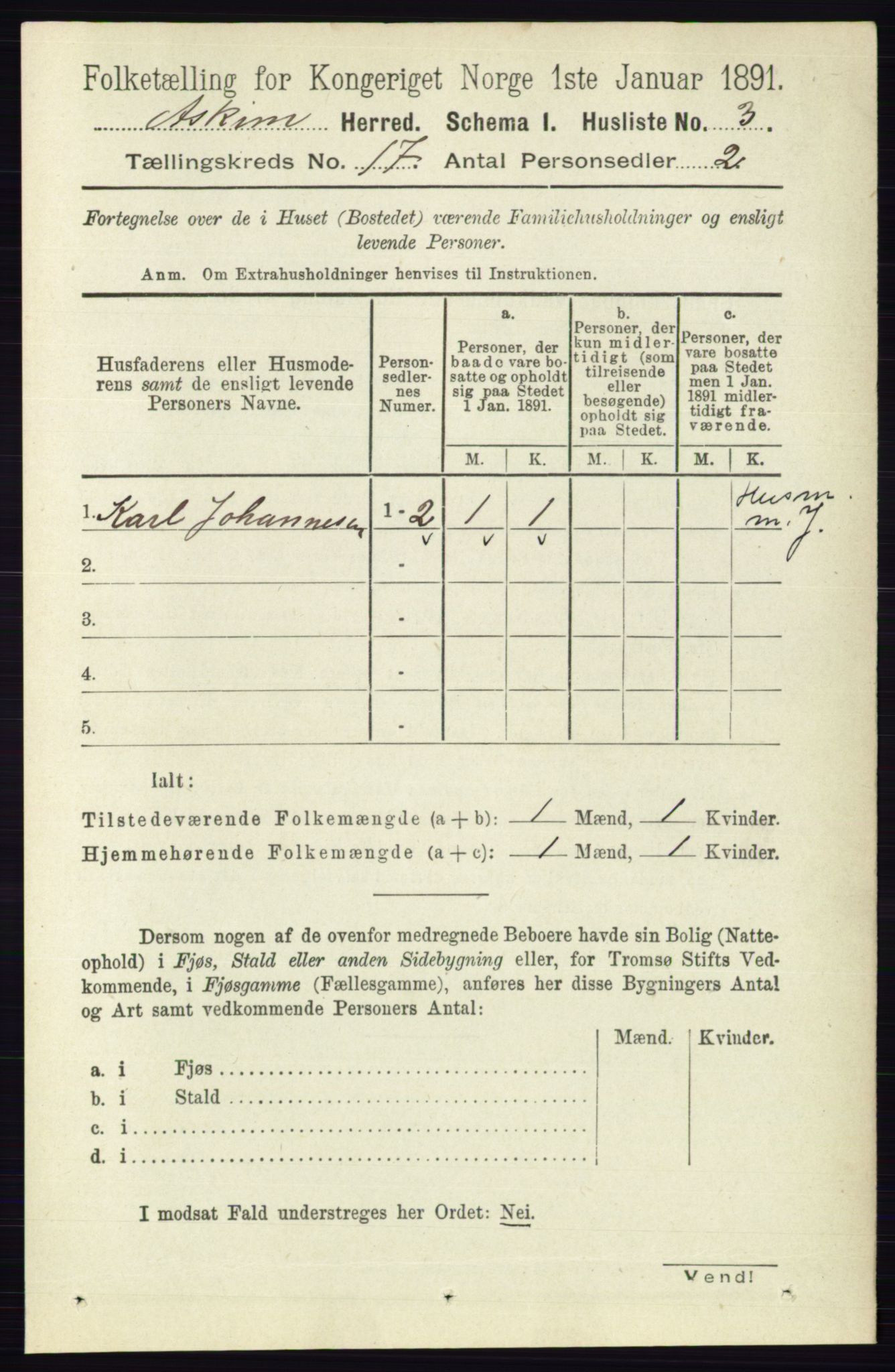 RA, 1891 census for 0124 Askim, 1891, p. 2823