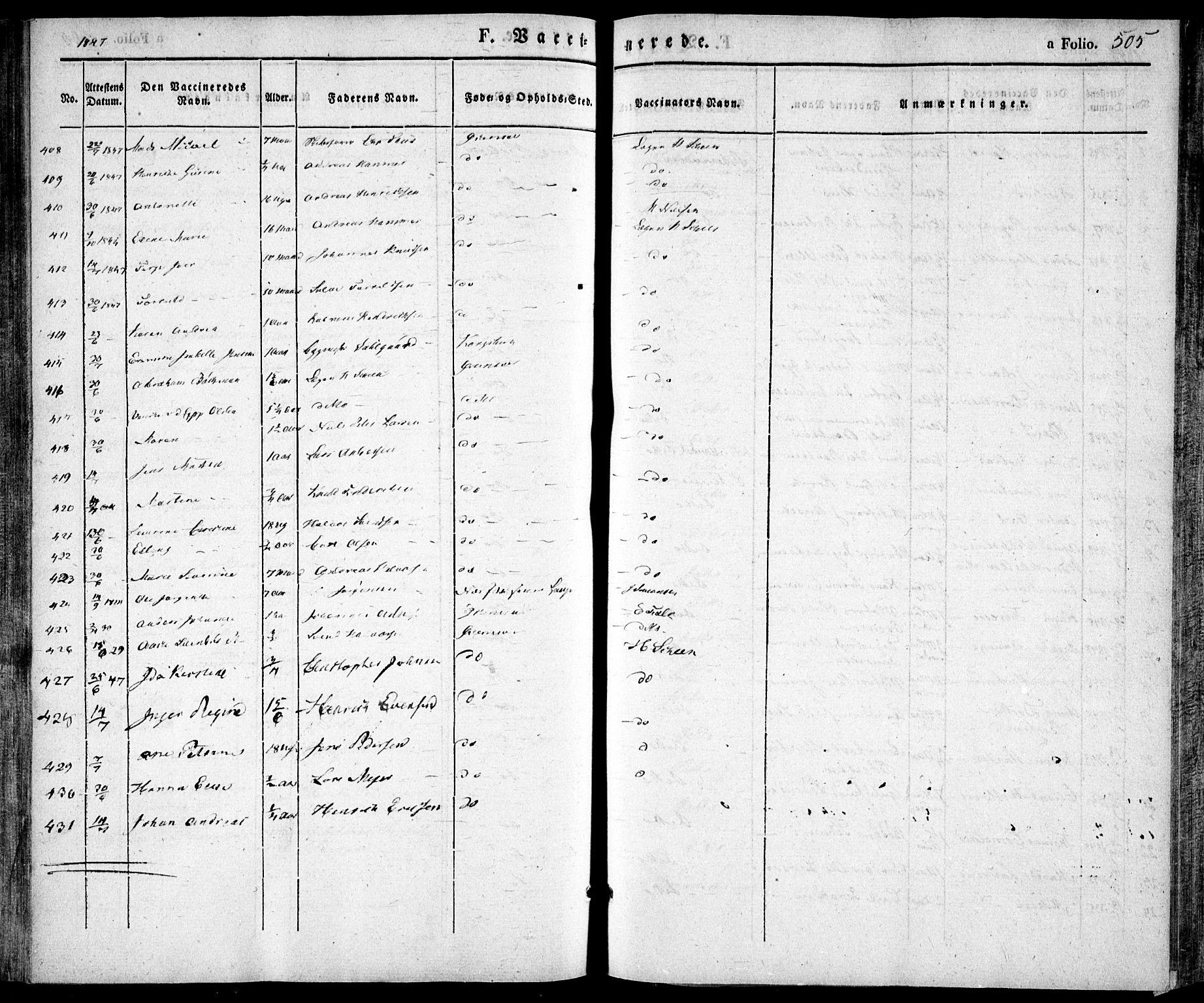 Risør sokneprestkontor, SAK/1111-0035/F/Fa/L0003: Parish register (official) no. A 3, 1838-1864, p. 505