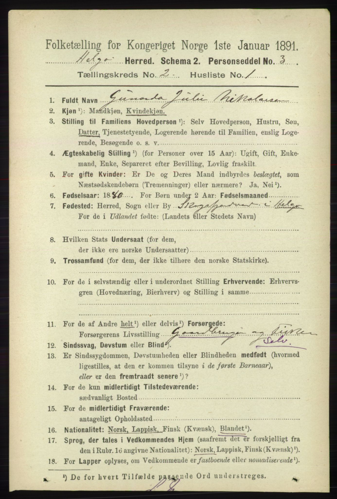 RA, 1891 census for 1935 Helgøy, 1891, p. 335