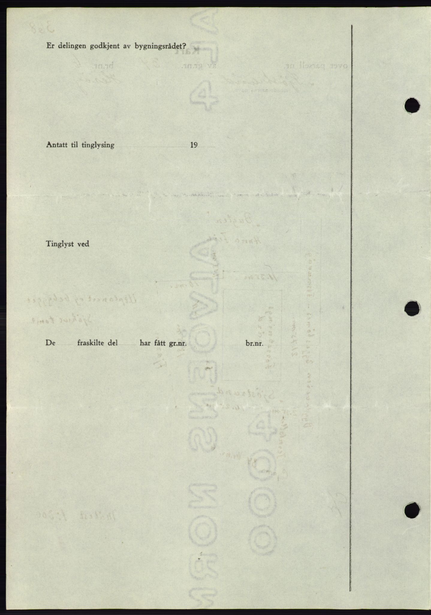 Søre Sunnmøre sorenskriveri, AV/SAT-A-4122/1/2/2C/L0063: Mortgage book no. 57, 1937-1937, Diary no: : 1025/1937