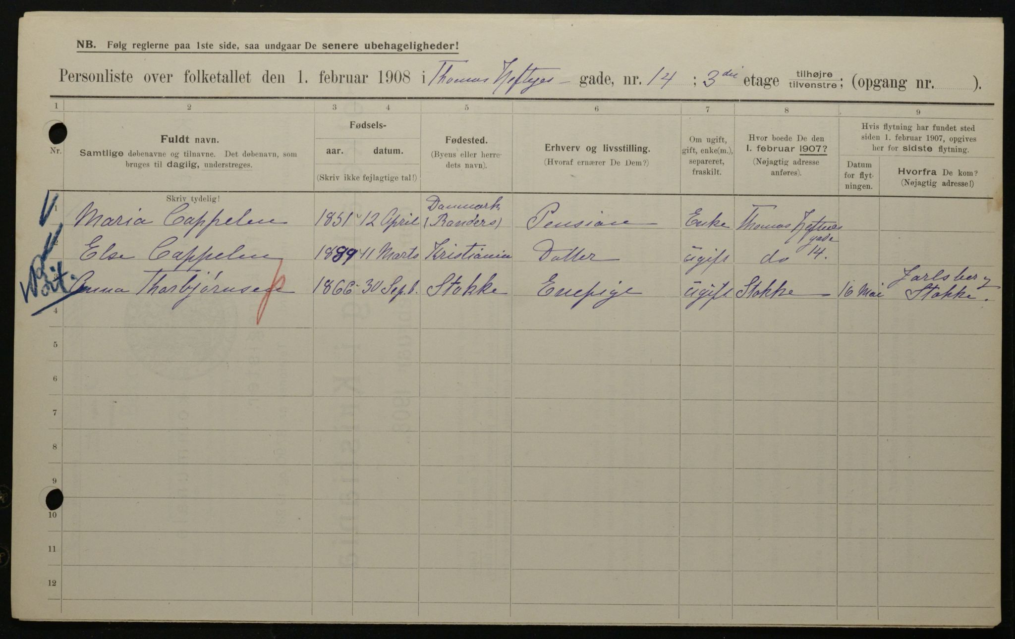 OBA, Municipal Census 1908 for Kristiania, 1908, p. 97921