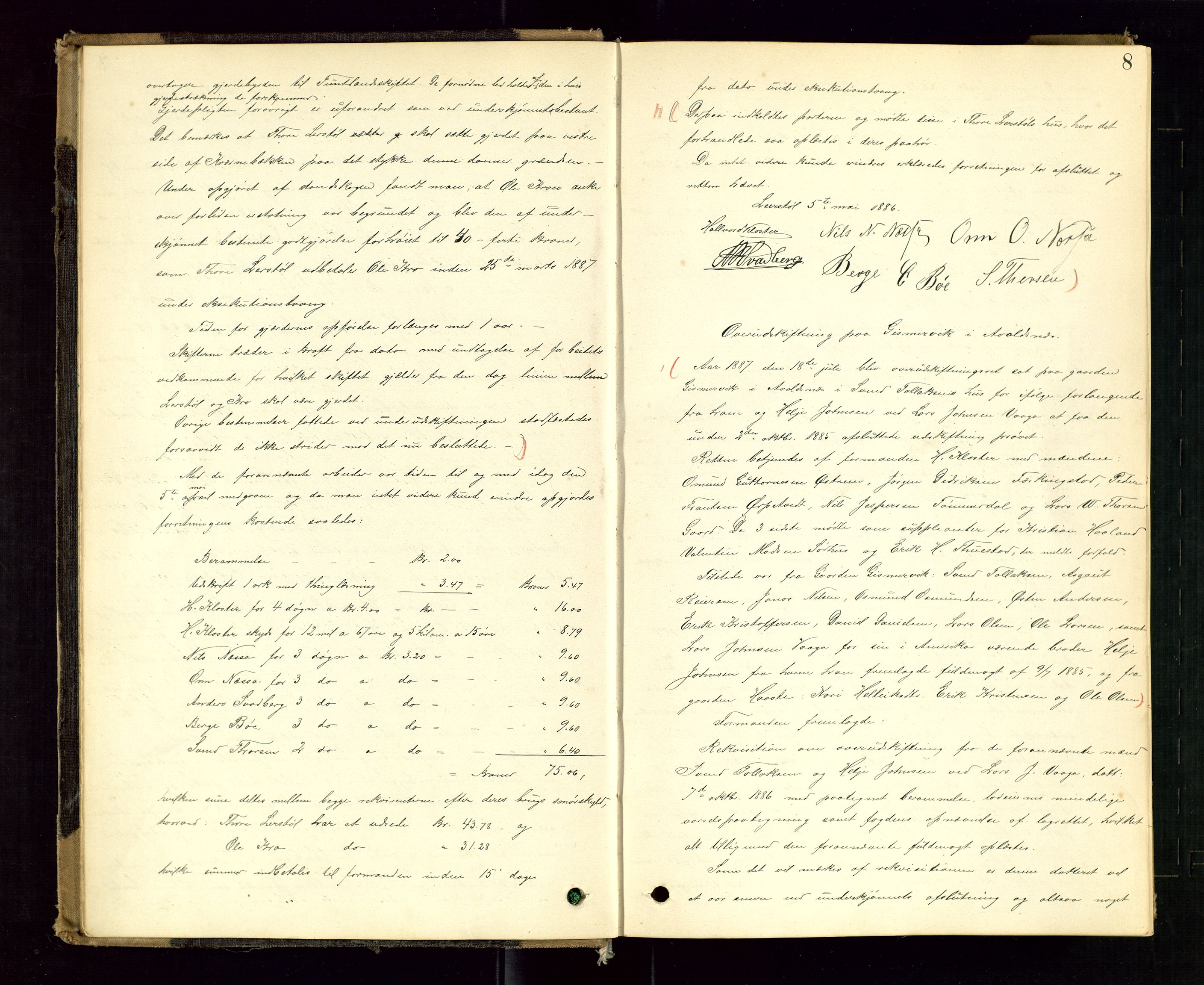 Rogaland jordskifterett, AV/SAST-A-102426/Oa/L0050: Forhandlingsprotokoll, 1884-1894, p. 8