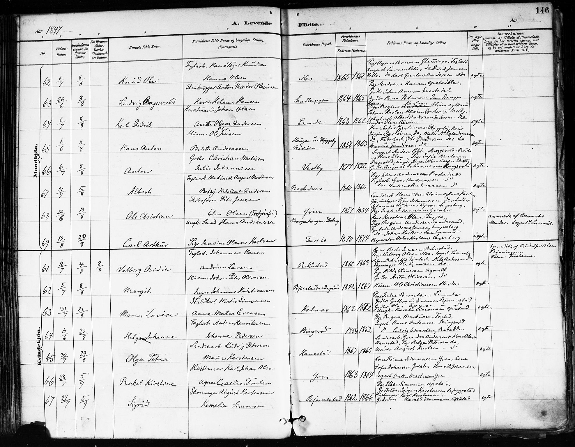 Tune prestekontor Kirkebøker, AV/SAO-A-2007/F/Fa/L0018: Parish register (official) no. 18, 1887-1898, p. 146
