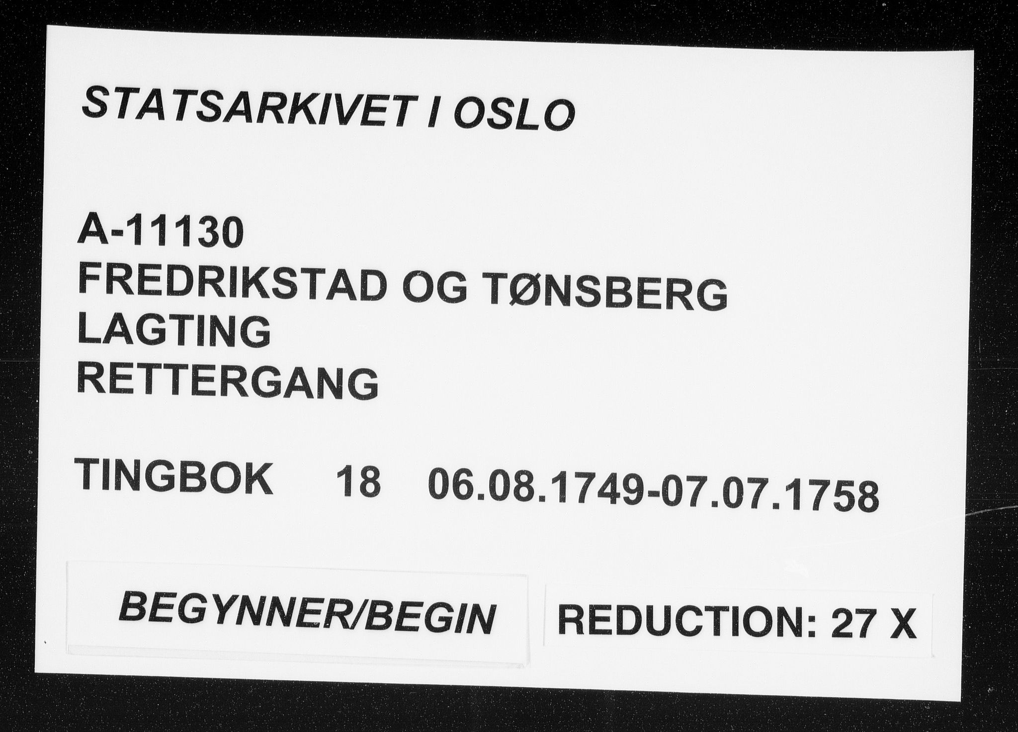 Fredrikstad og Tønsberg lagting, AV/SAO-A-11130/F/Fa/L0018: Tingbok, 1749-1758