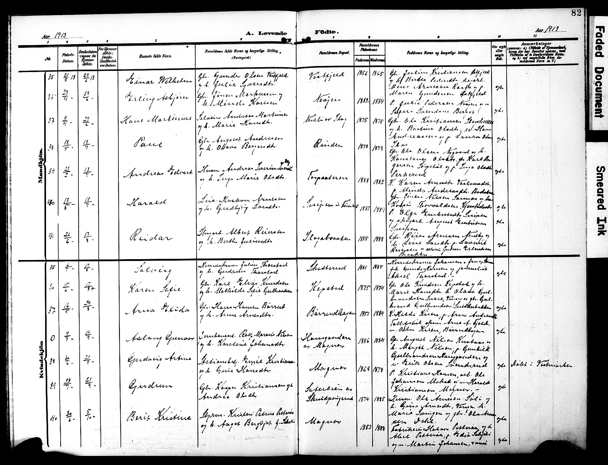 Eidskog prestekontor, AV/SAH-PREST-026/H/Ha/Hab/L0003: Parish register (copy) no. 3, 1904-1919, p. 82