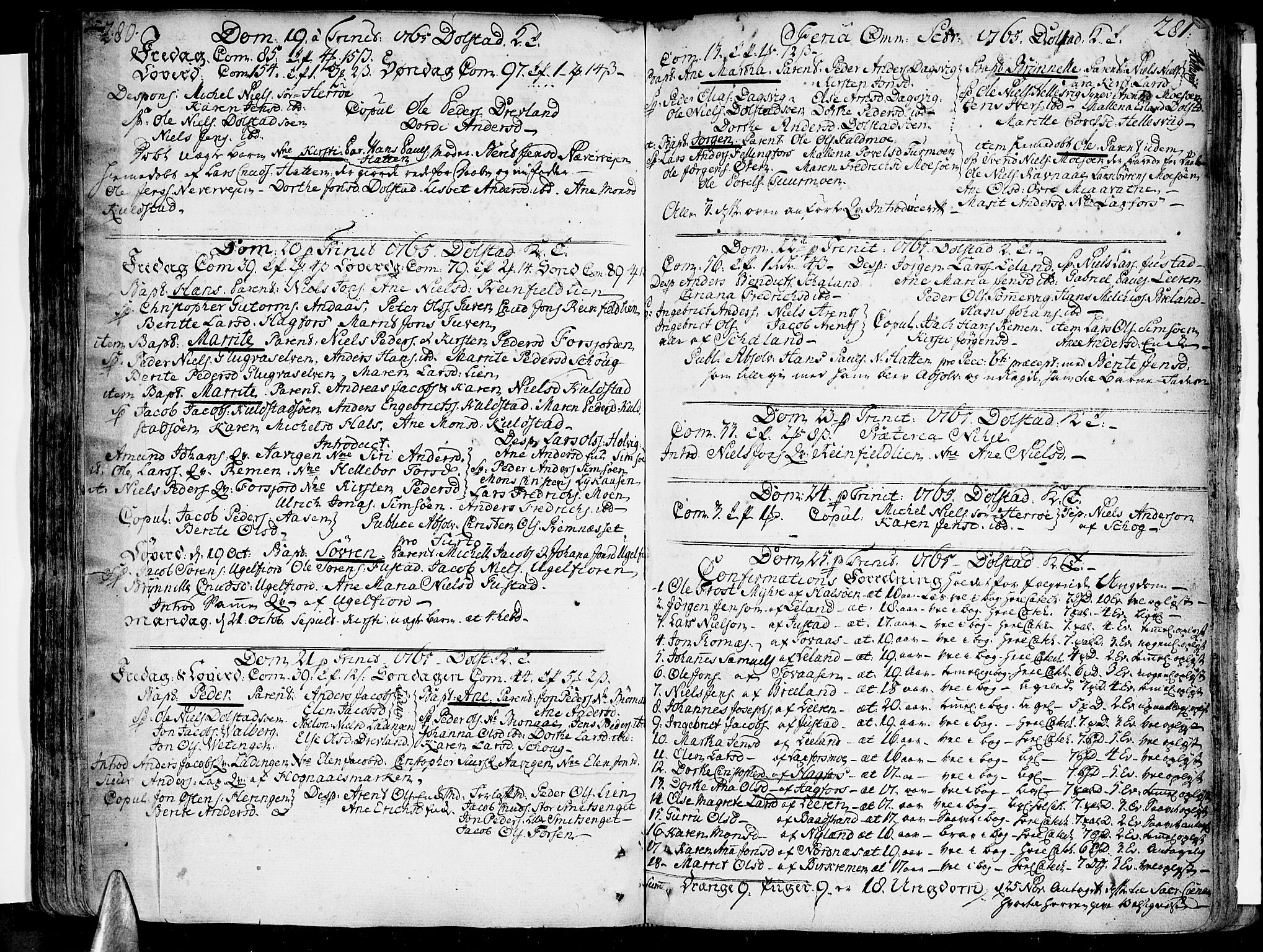 Ministerialprotokoller, klokkerbøker og fødselsregistre - Nordland, SAT/A-1459/820/L0285: Parish register (official) no. 820A06, 1753-1778, p. 280-281