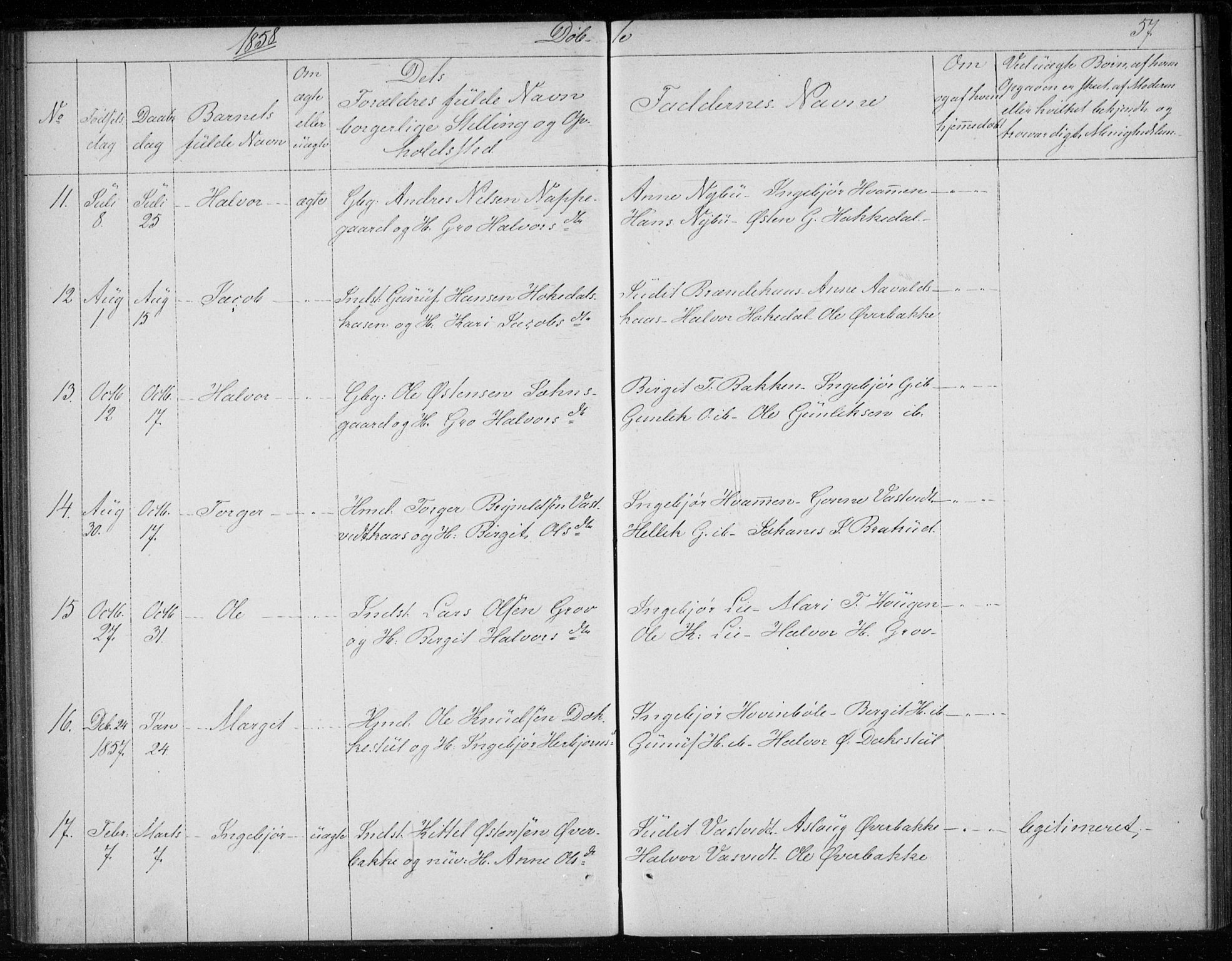 Gransherad kirkebøker, SAKO/A-267/F/Fb/L0003: Parish register (official) no. II 3, 1844-1859, p. 57