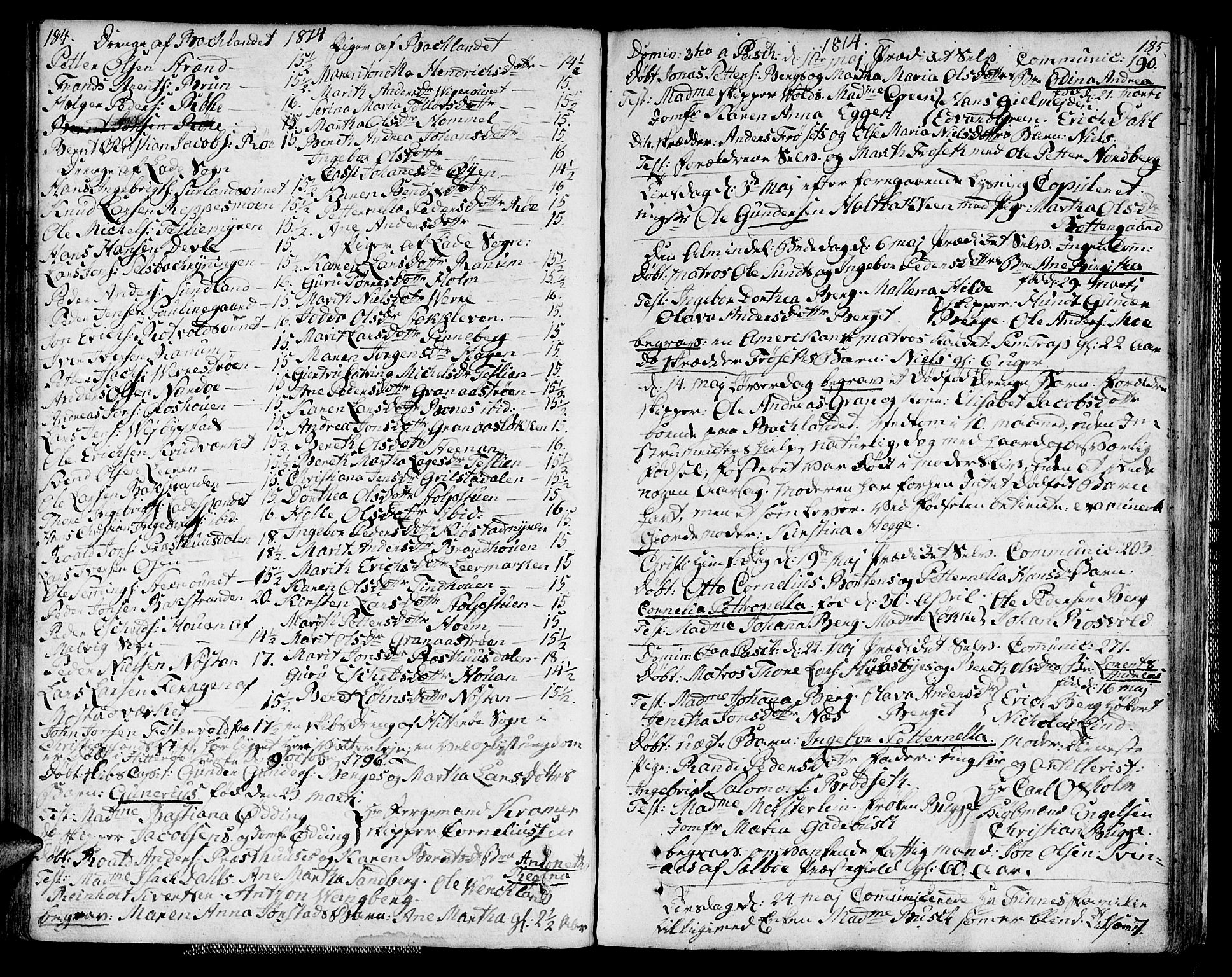 Ministerialprotokoller, klokkerbøker og fødselsregistre - Sør-Trøndelag, SAT/A-1456/604/L0181: Parish register (official) no. 604A02, 1798-1817, p. 184-185