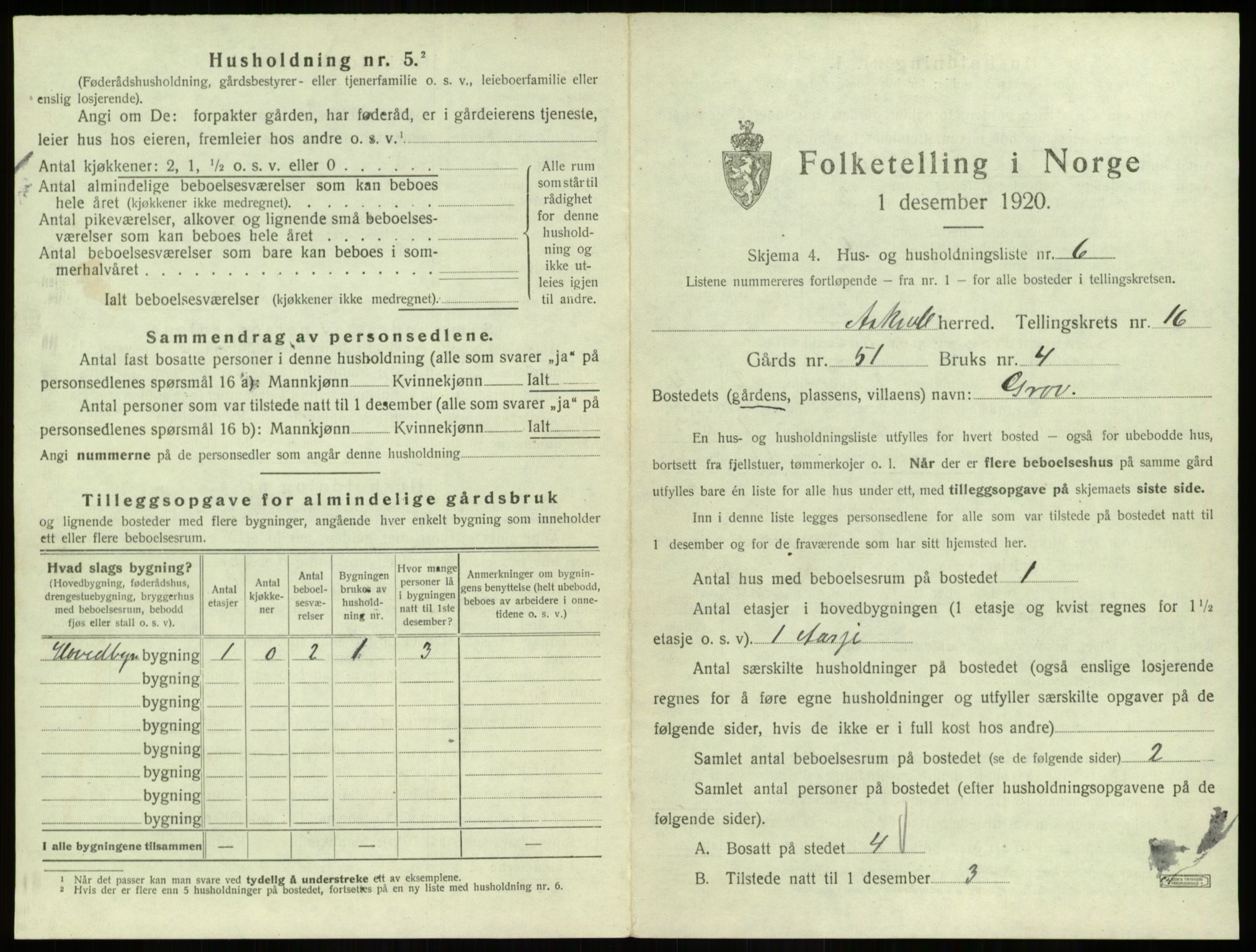 SAB, 1920 census for Askvoll, 1920, p. 845