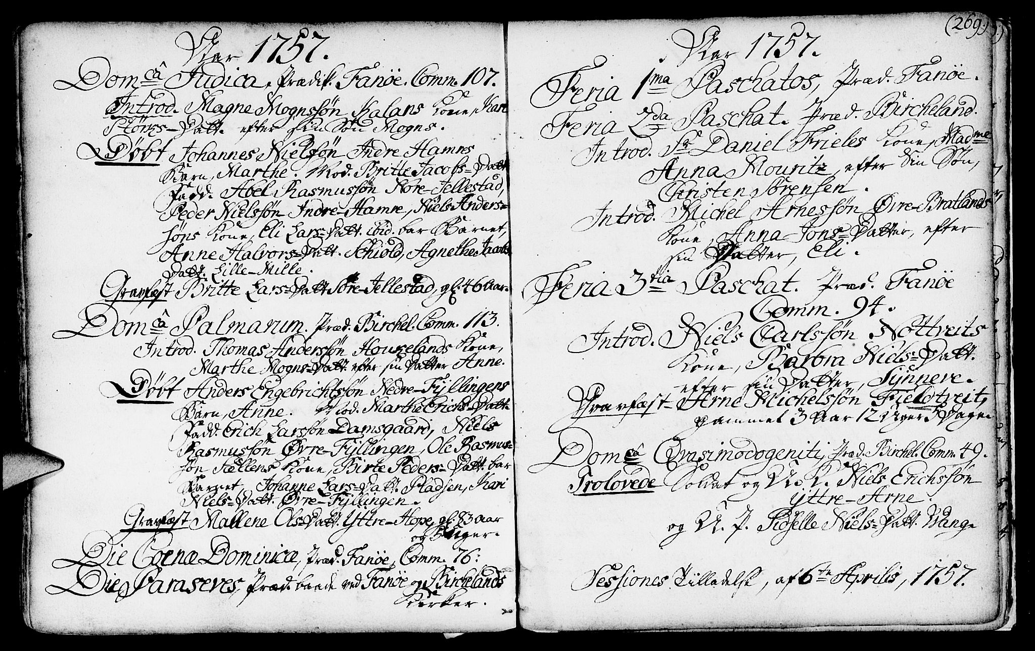 Fana Sokneprestembete, AV/SAB-A-75101/H/Haa/Haaa/L0003: Parish register (official) no. A 3, 1736-1757, p. 269