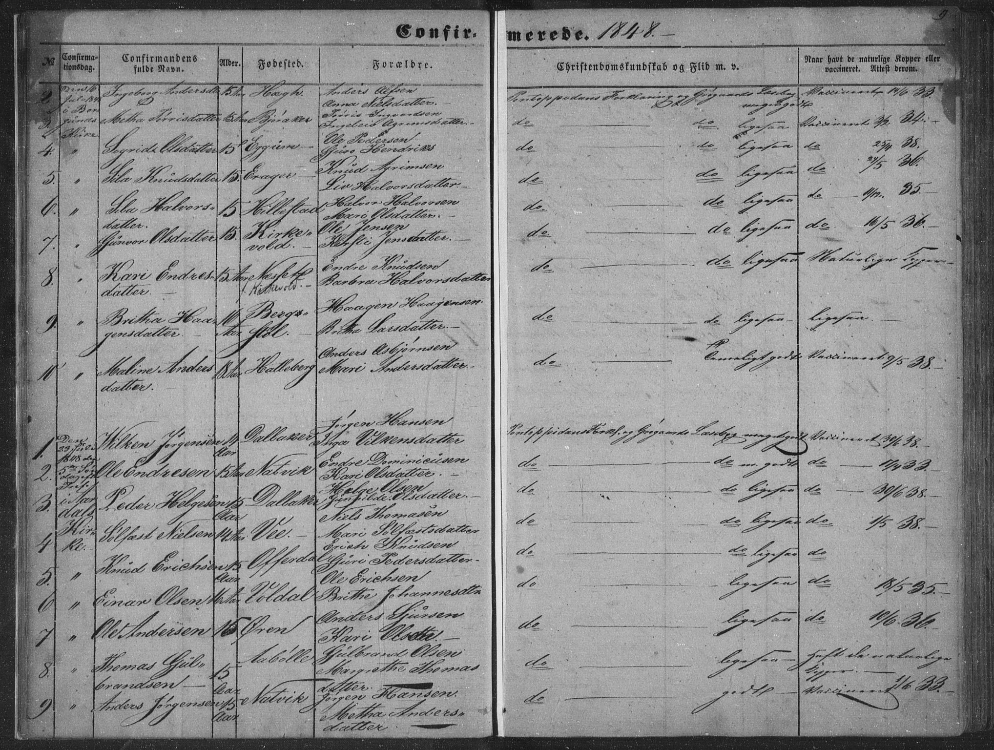 Lærdal sokneprestembete, AV/SAB-A-81201: Parish register (official) no. A 13, 1847-1864, p. 9