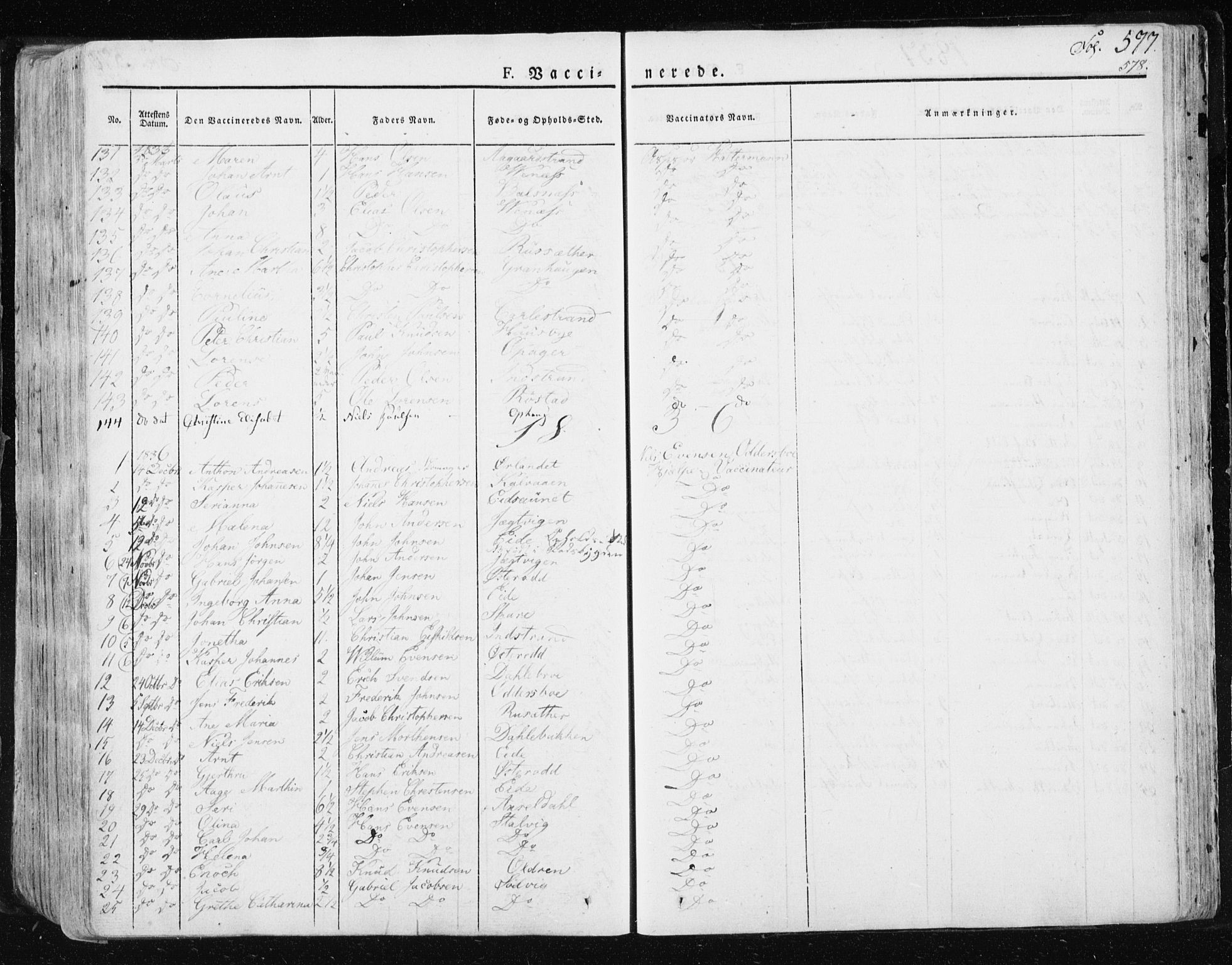Ministerialprotokoller, klokkerbøker og fødselsregistre - Sør-Trøndelag, SAT/A-1456/659/L0735: Parish register (official) no. 659A05, 1826-1841, p. 577